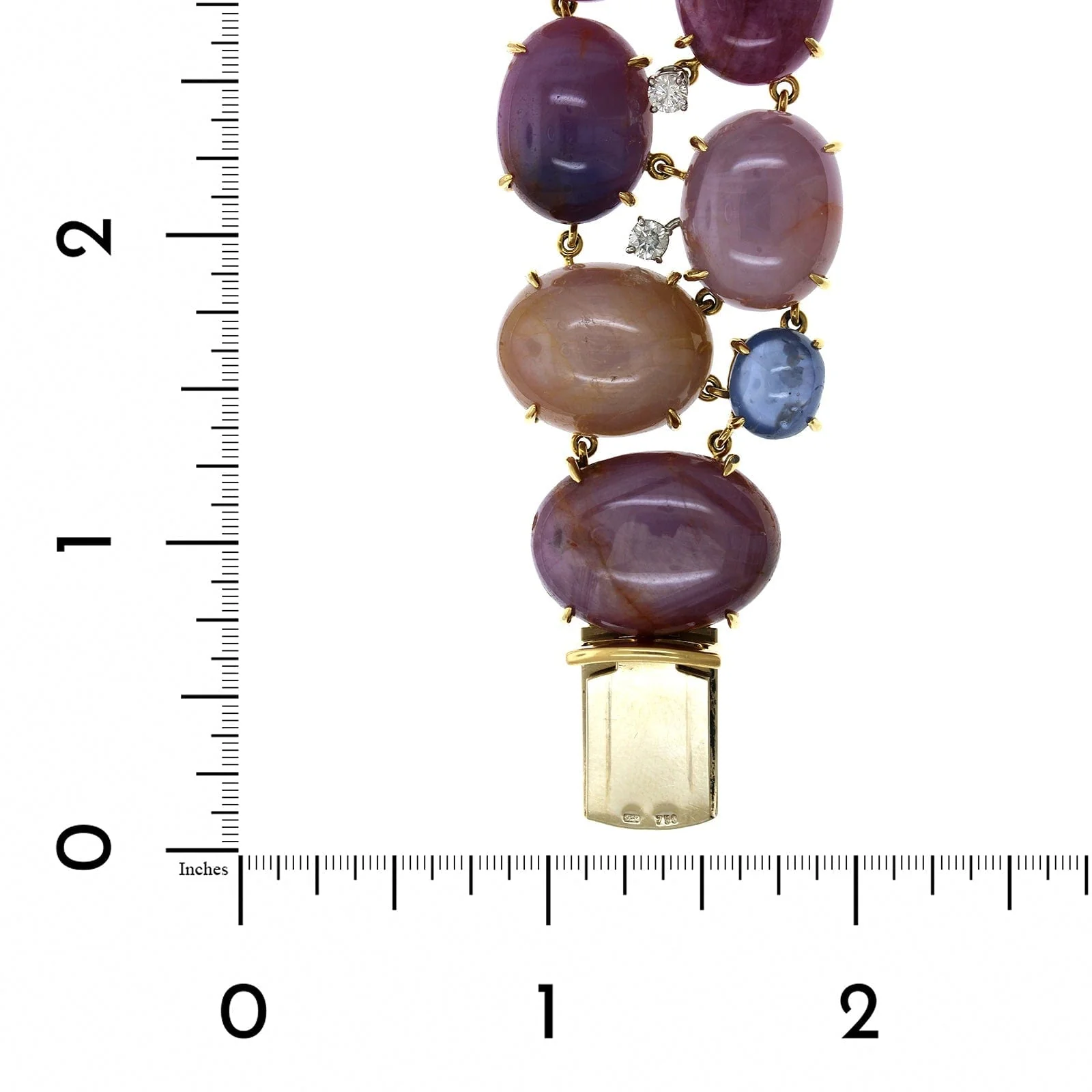18K Rose Gold Multi Cabochon Sapphire Bracelet - Image 4