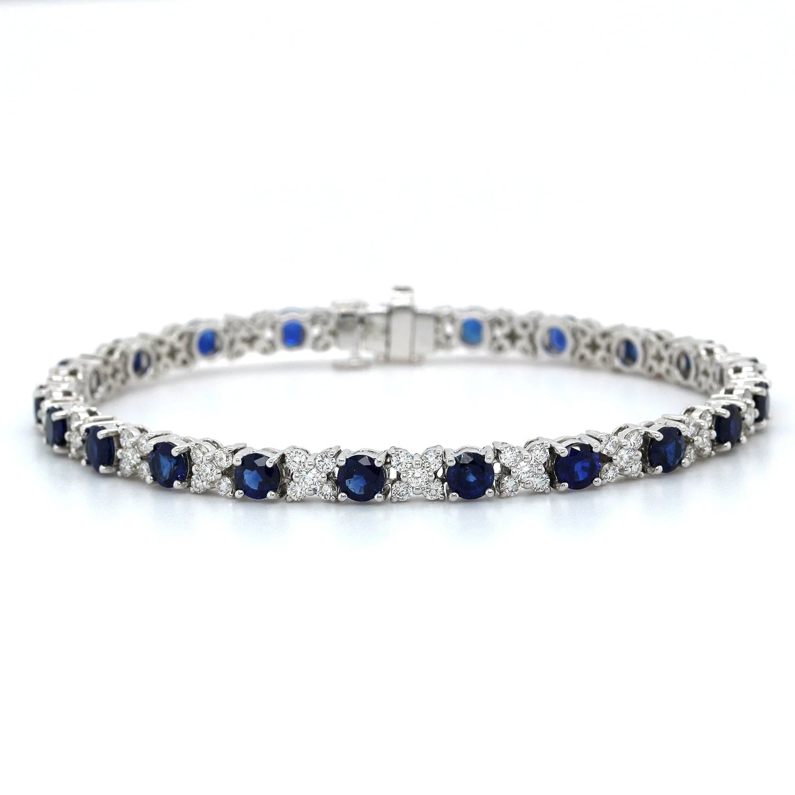 18K White Gold Sapphire X Diamond Bracelet