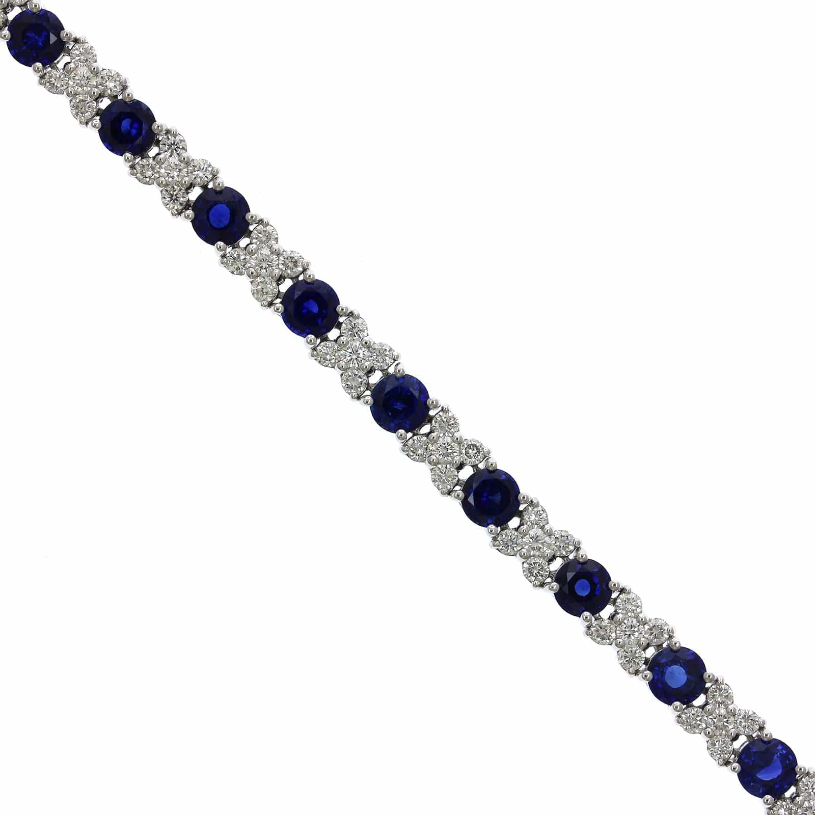 18K White Gold Sapphire X Diamond Bracelet - Image 2