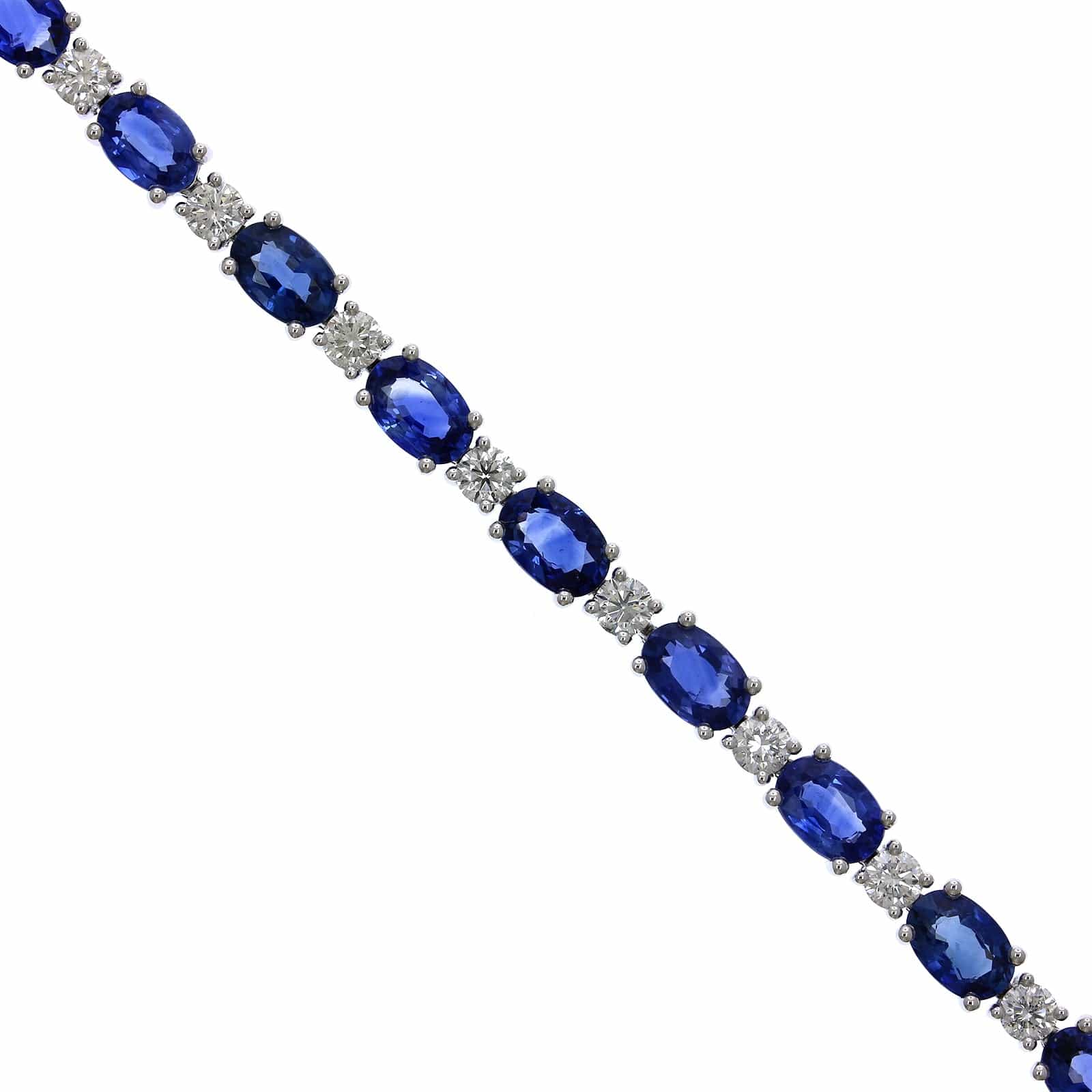 14K White Gold Sapphire and Diamond Tennis Bracelet - Image 2
