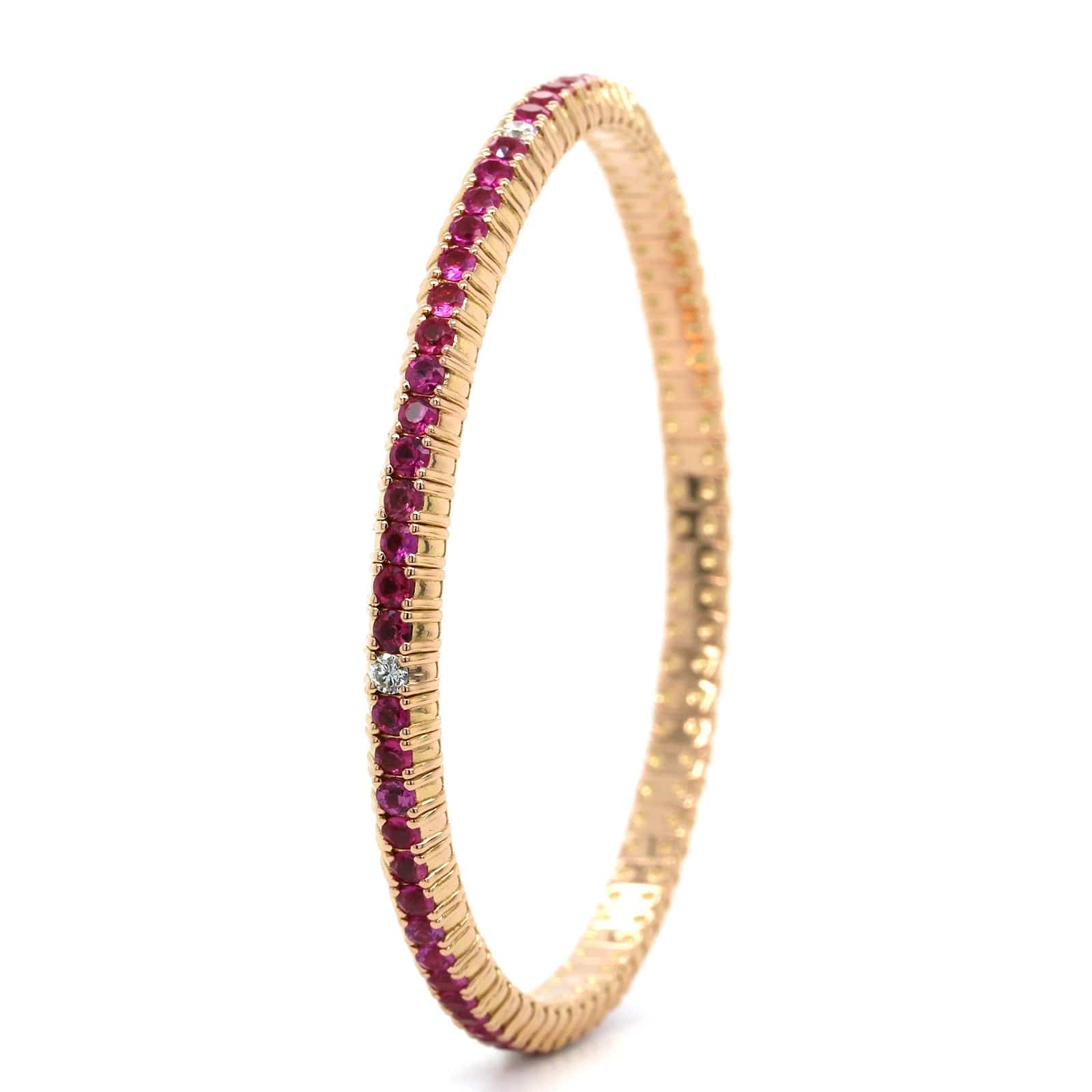 Zydo 18K Rose Gold Pink Sapphire Stretch Bracelet - Image 2