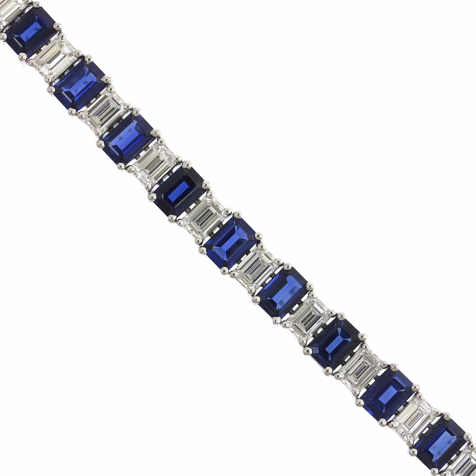 Platinum Sapphire and Diamond Tennis Bracelet - Image 2