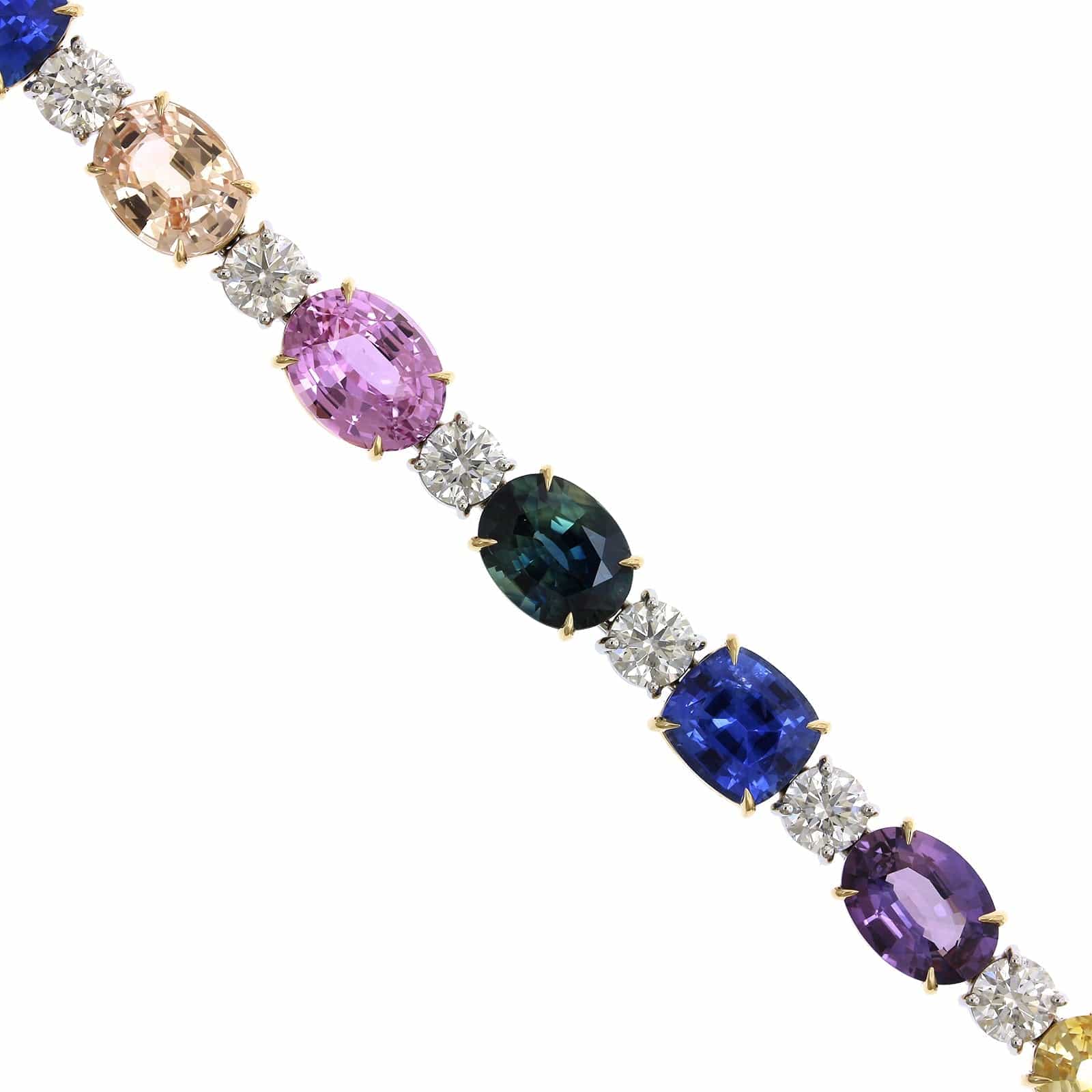 Platinum Multi Color Sapphire and Diamond Bracelet - Image 2