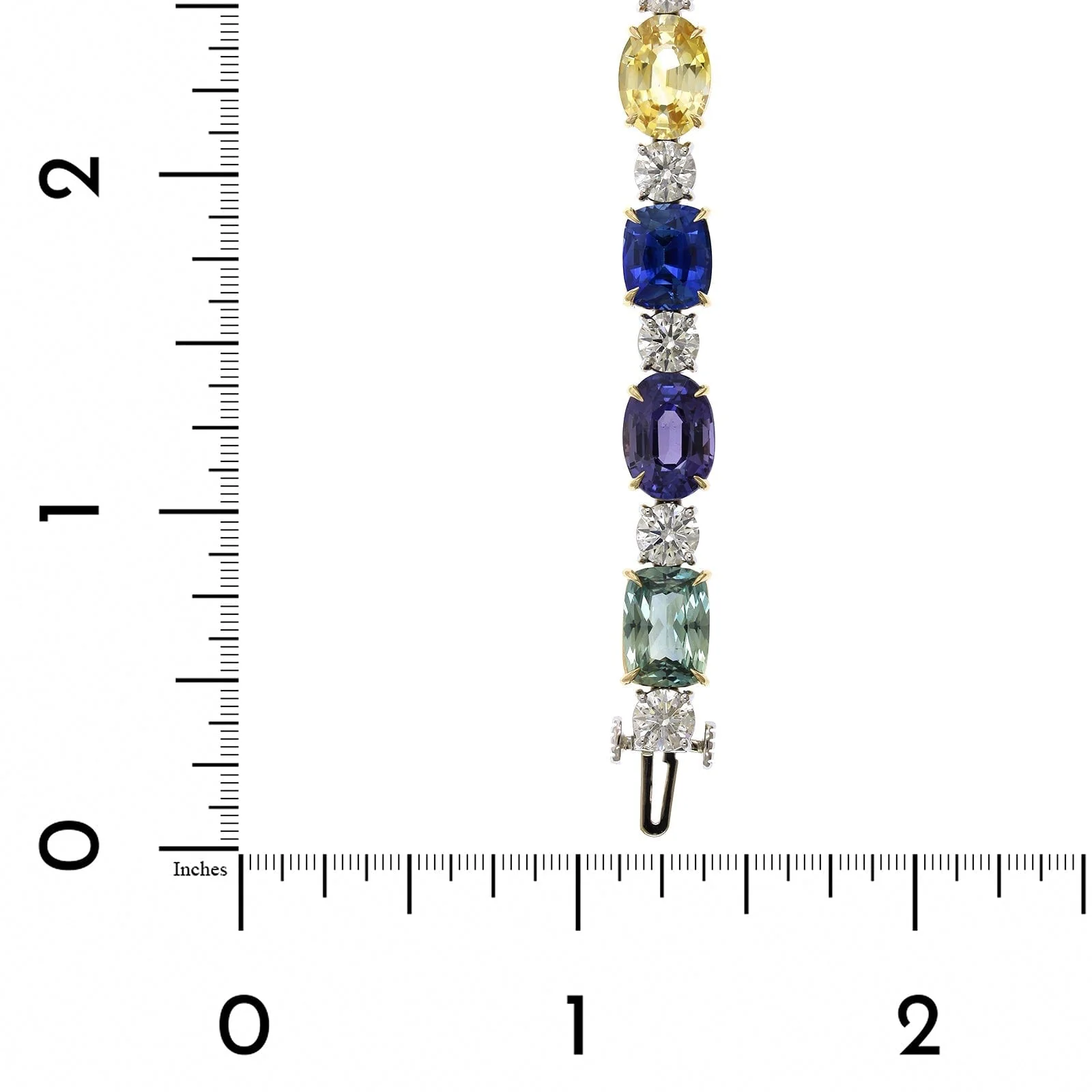 Platinum Multi Color Sapphire and Diamond Bracelet - Image 3