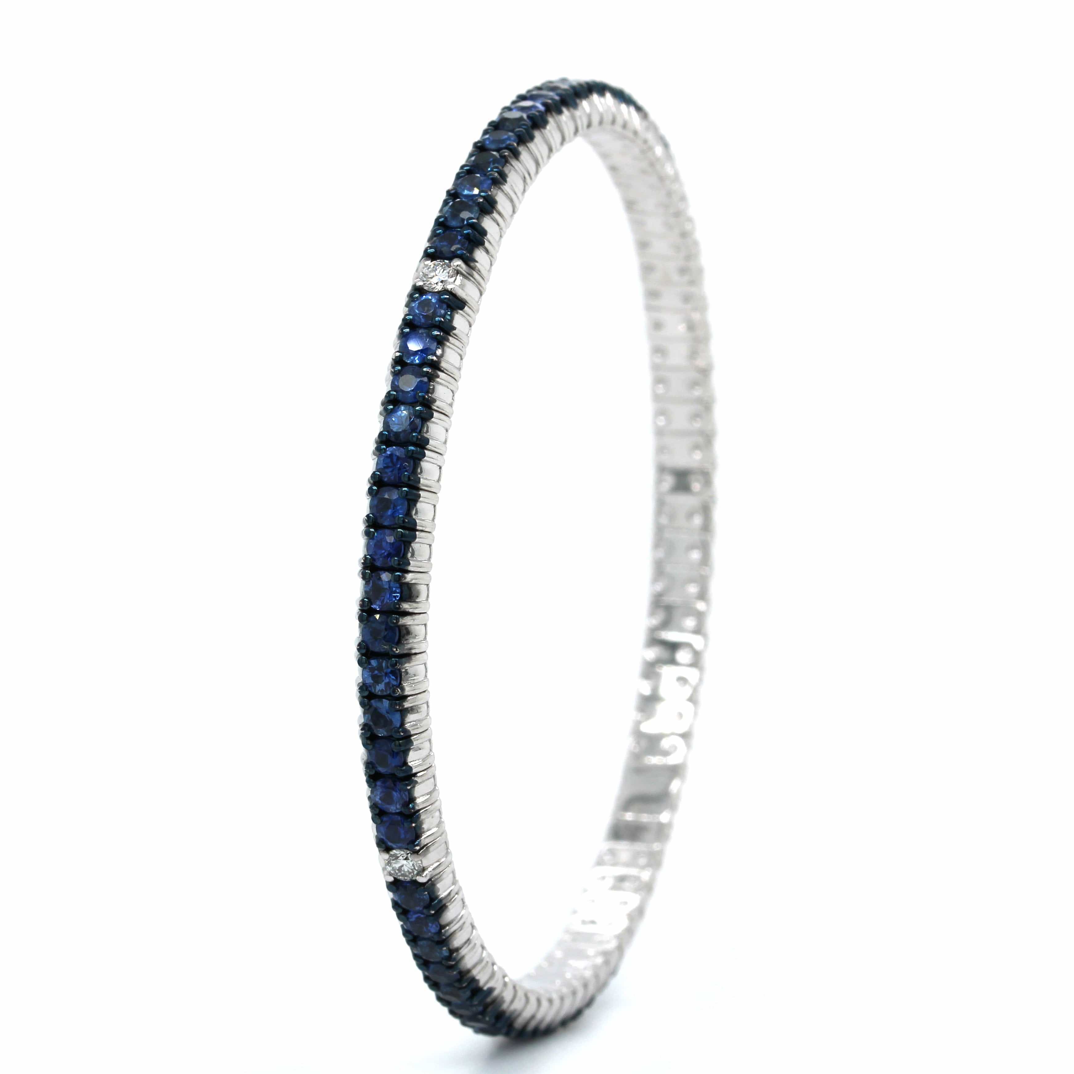 Zydo 18K White Gold Sapphire Stretch Bracelet - Image 2