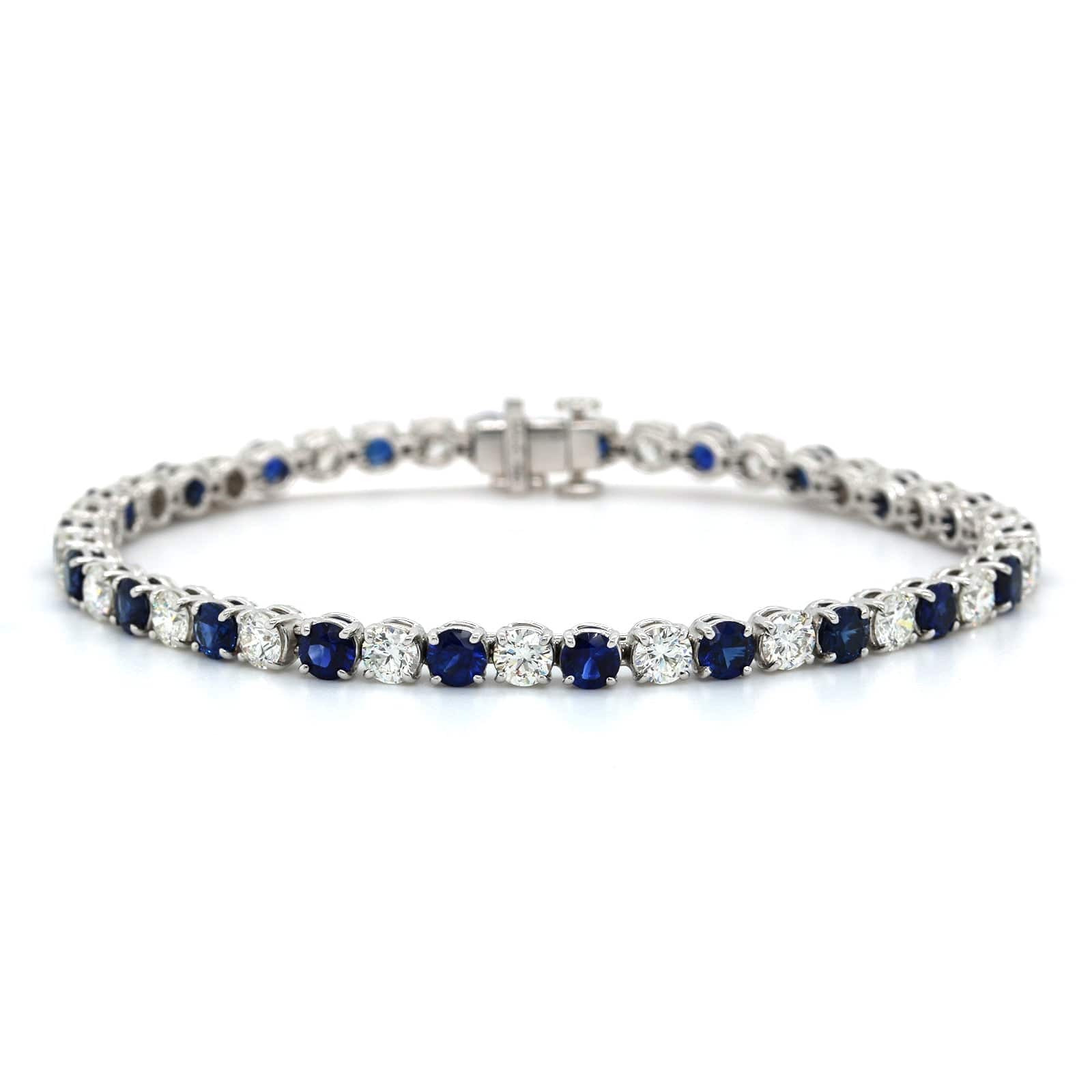18K White Gold Sapphire and Diamond Tennis Bracelet