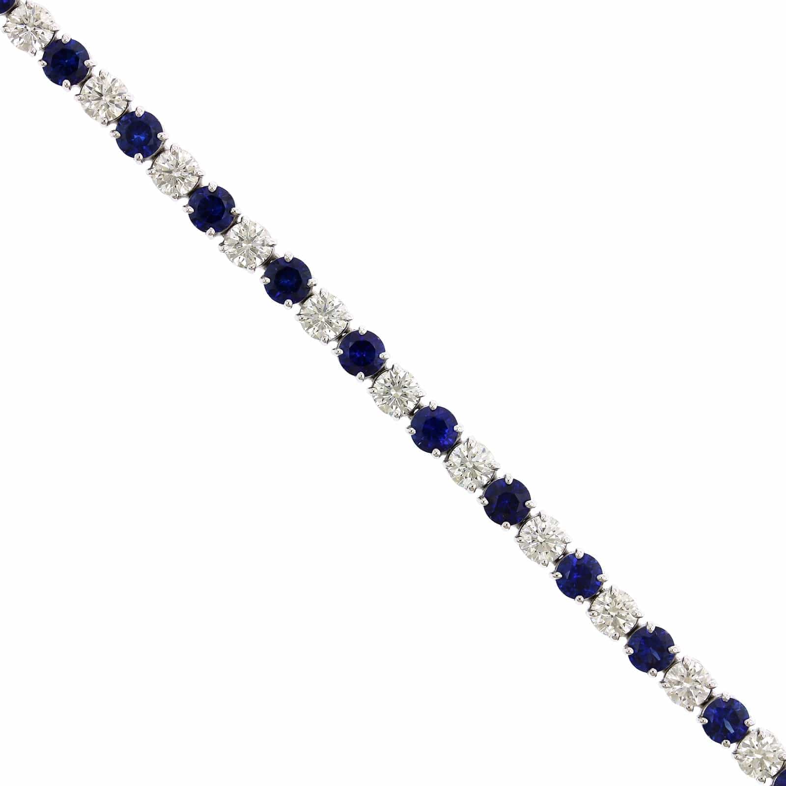 18K White Gold Sapphire and Diamond Tennis Bracelet - Image 2