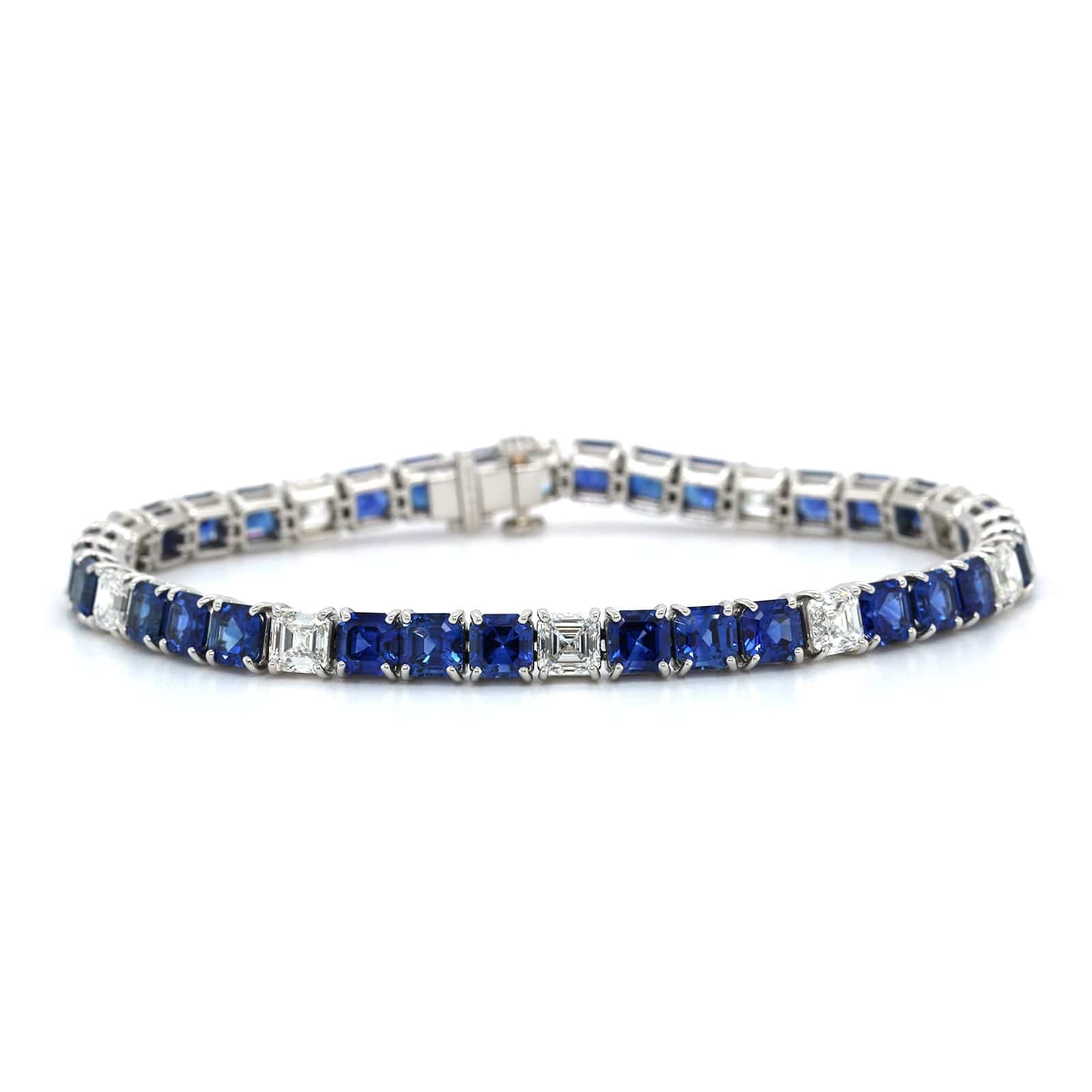 Platinum Sapphire and Diamond Bracelet - Image 4