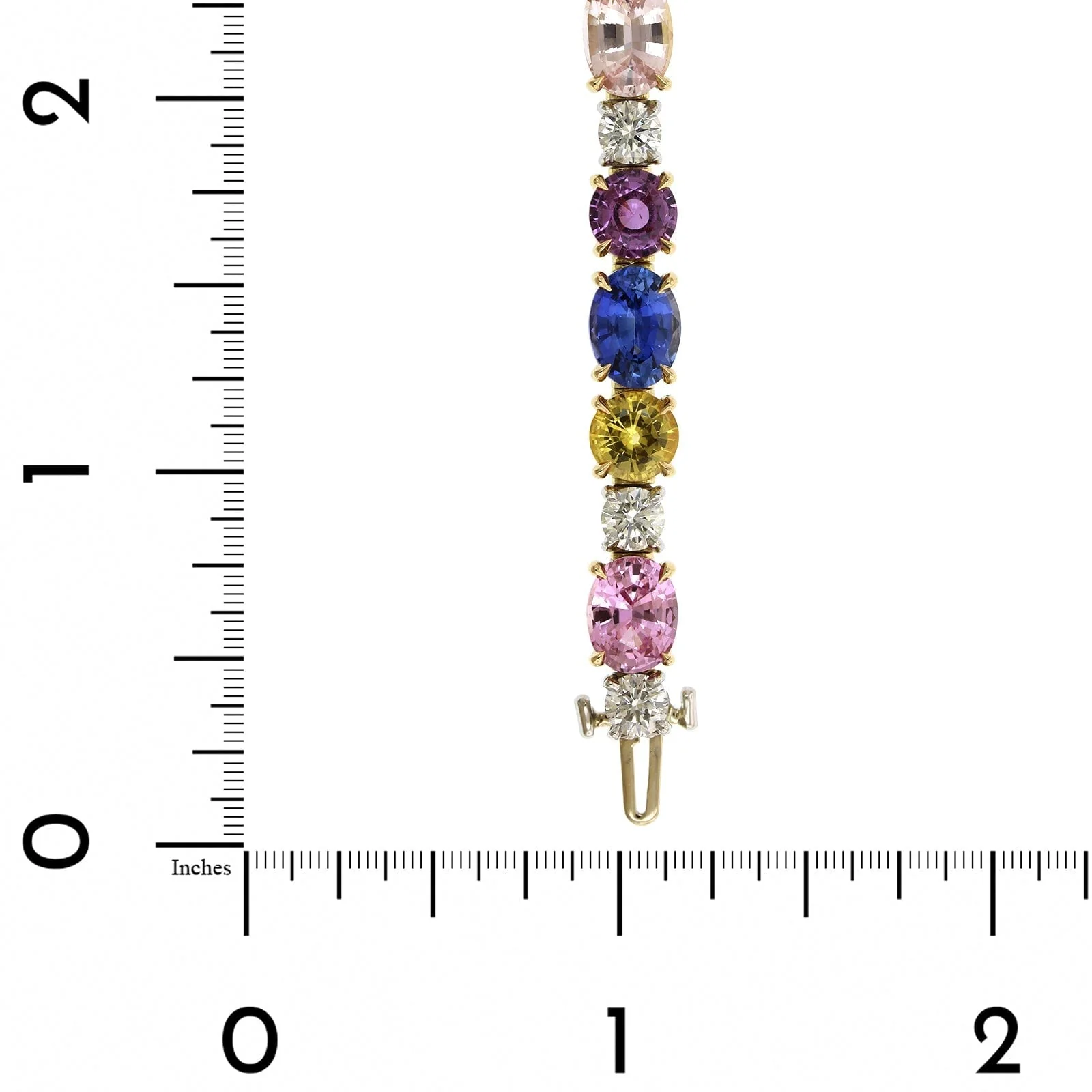 18K Yellow Gold Multi Color Sapphire Bracelet - Image 3