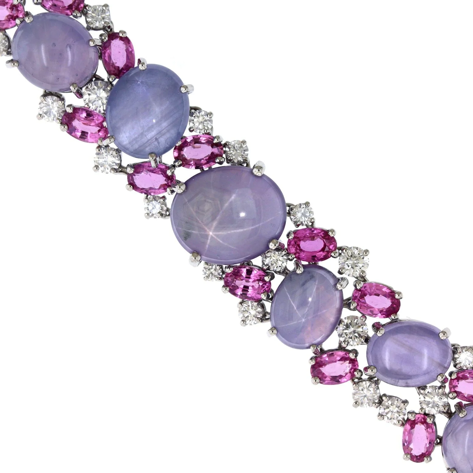 Oscar Heyman Platinum Purple Star Sapphire and Diamond Bracelet - Image 2