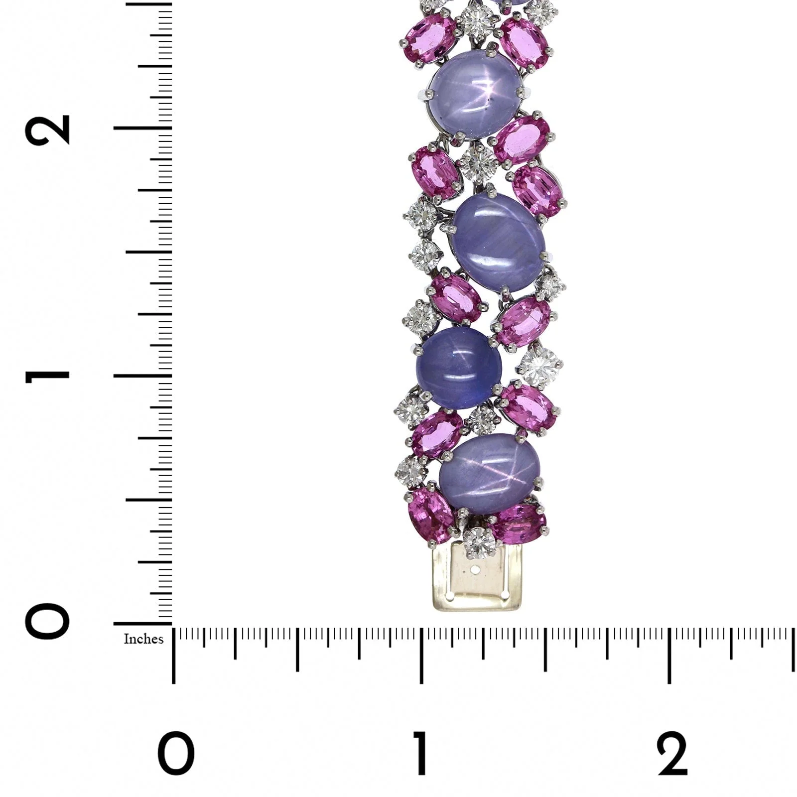 Oscar Heyman Platinum Purple Star Sapphire and Diamond Bracelet - Image 3