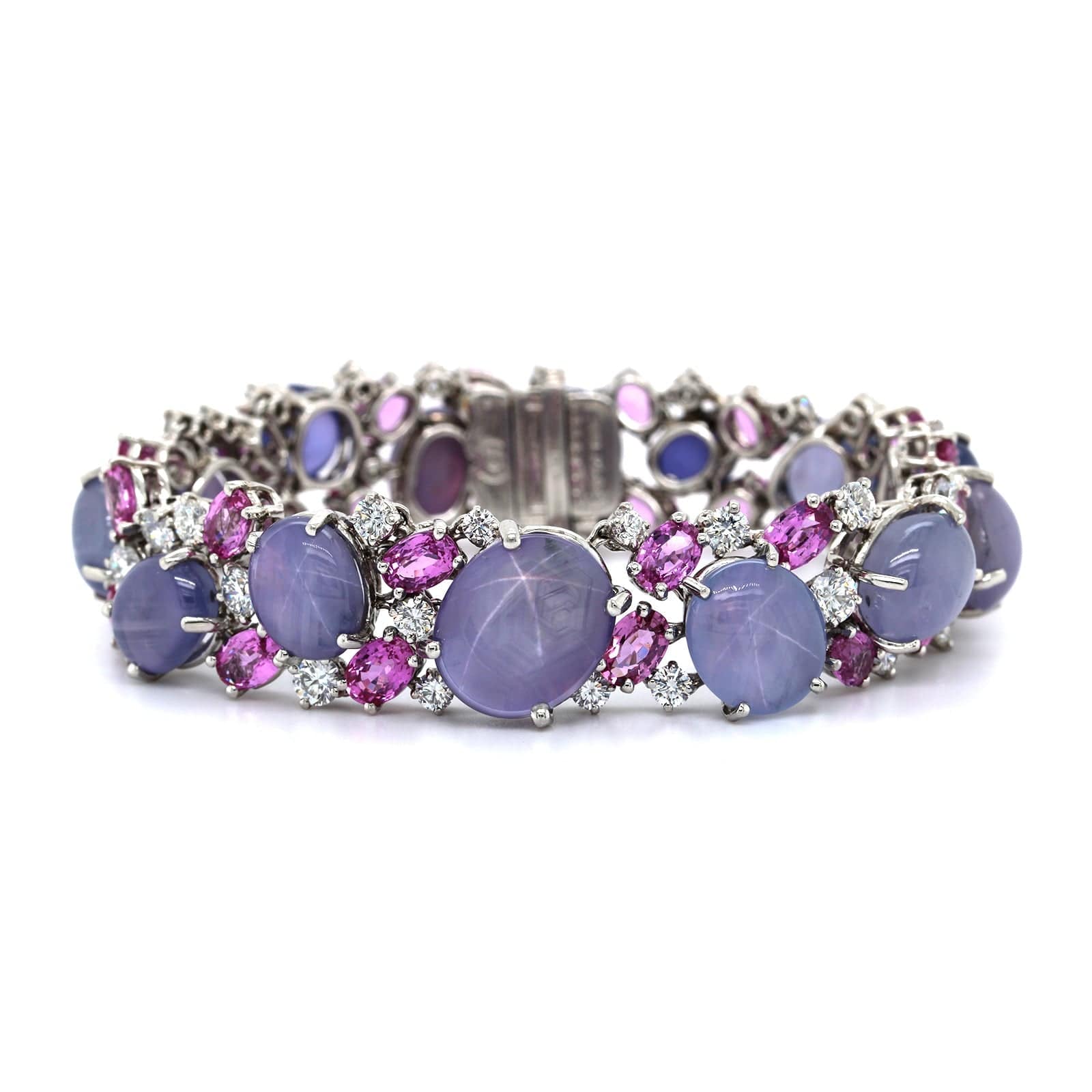 Oscar Heyman Platinum Purple Star Sapphire and Diamond Bracelet - Image 4