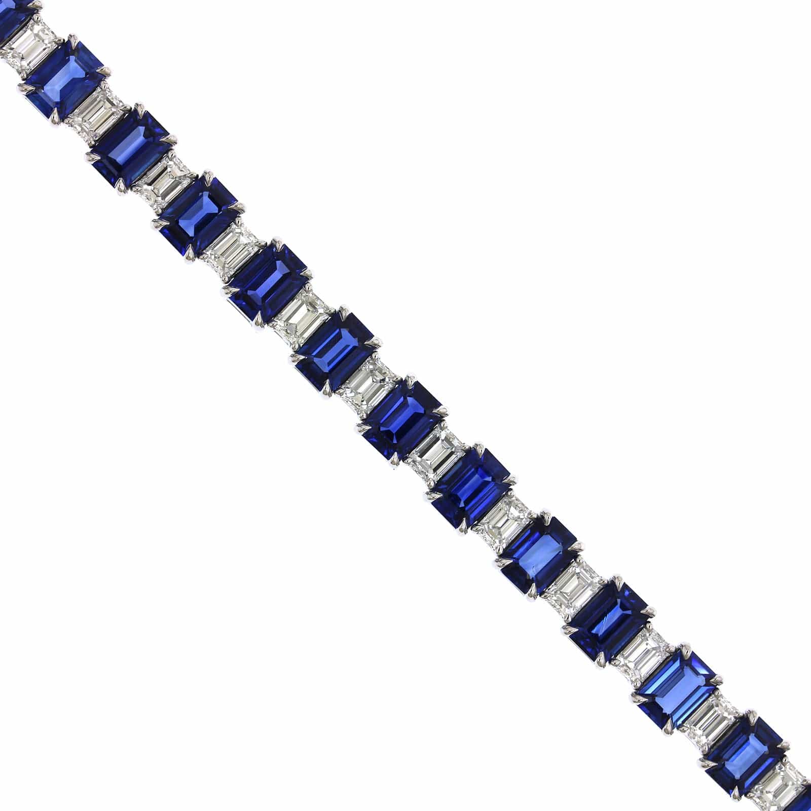 Platinum Sapphire & Diamond Stretch Bracelet - Image 2