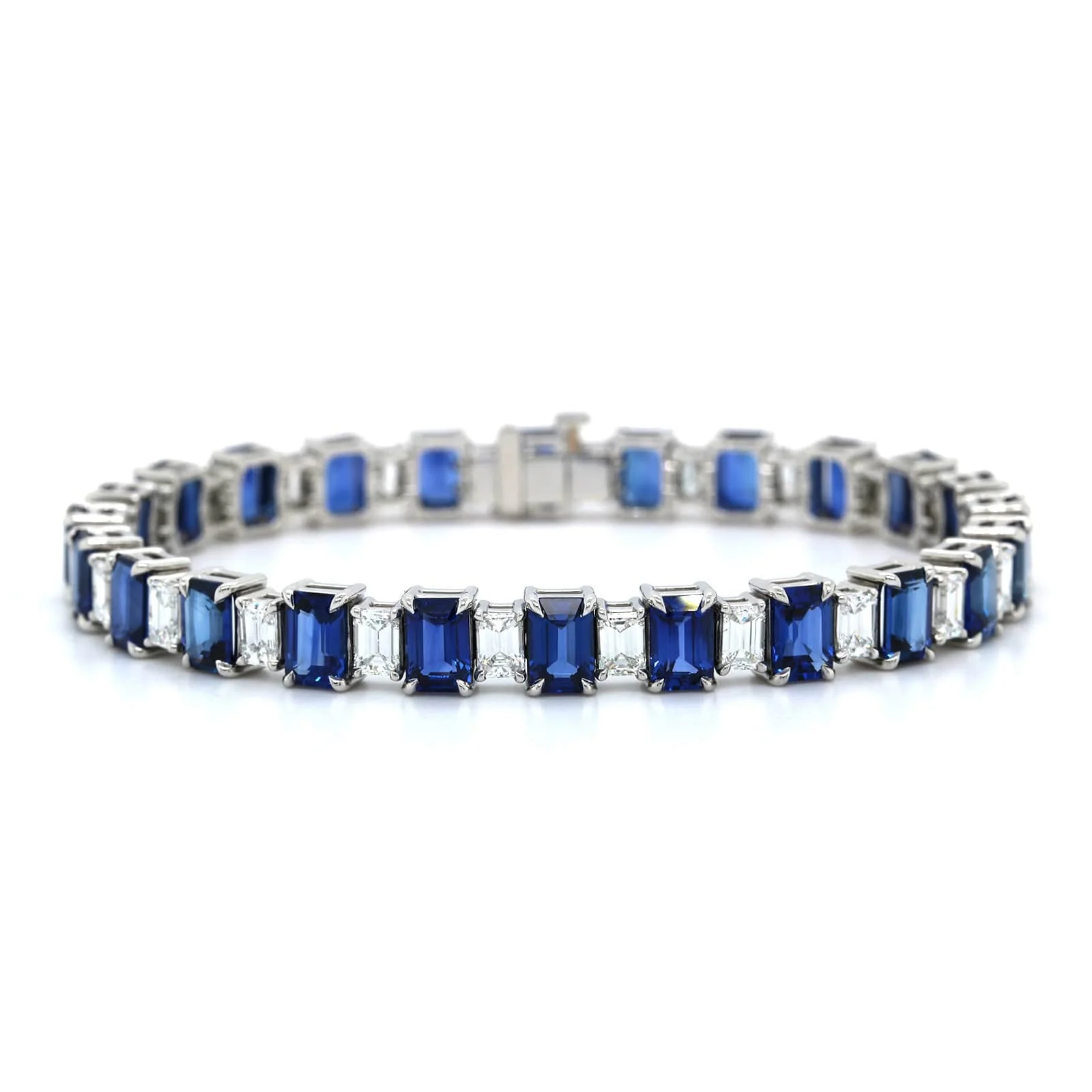 Platinum Sapphire & Diamond Stretch Bracelet - Image 4
