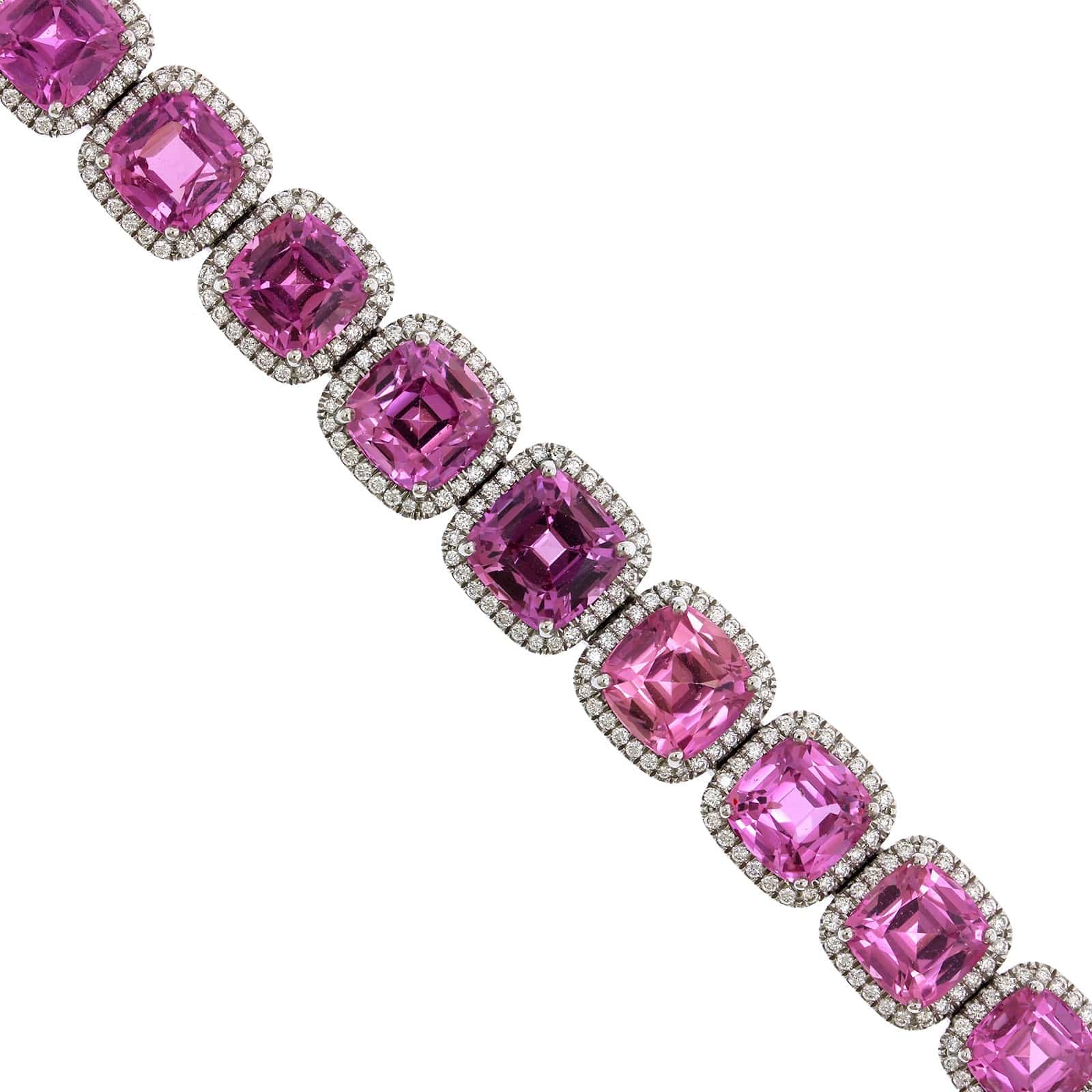 Platinum Pink Sapphire & Diamond Stretch Bracelet - Image 2