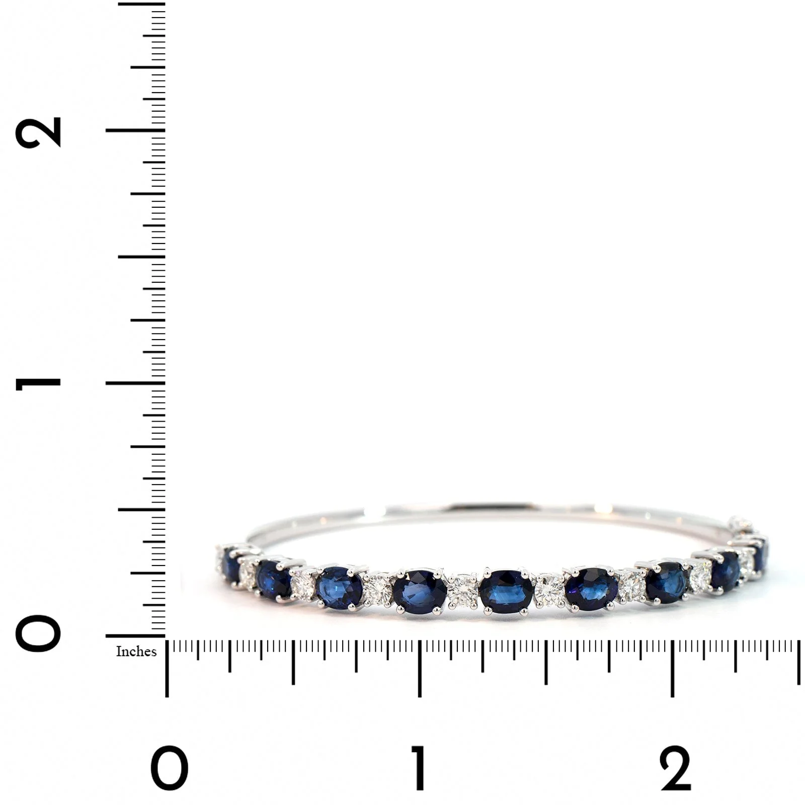 14K White Gold Diamond and Sapphire Bangle - Image 3