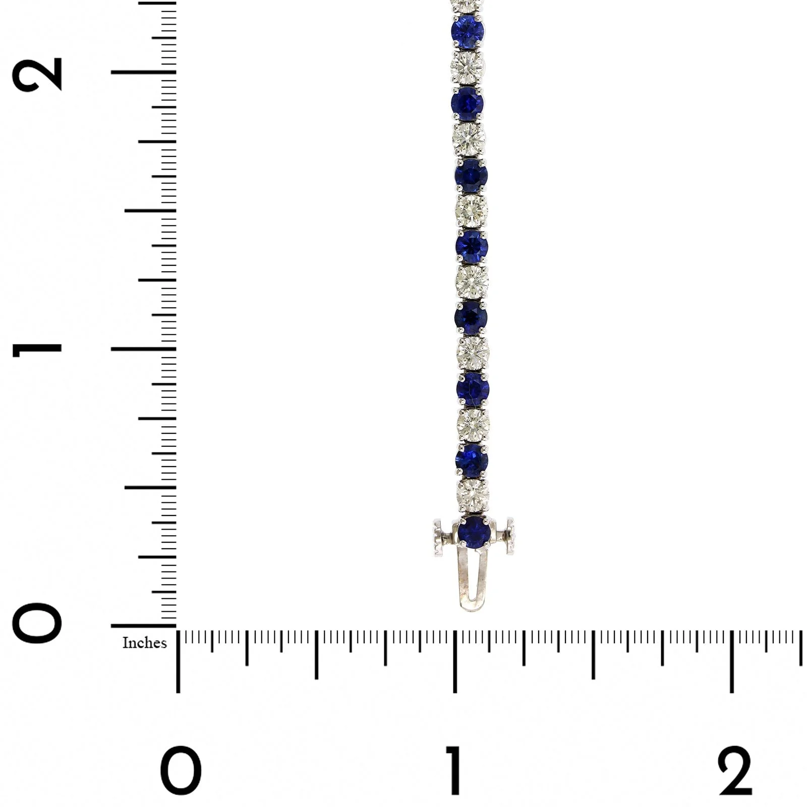 18K White Gold Diamond and Sapphire Tennis Bracelet - Image 3
