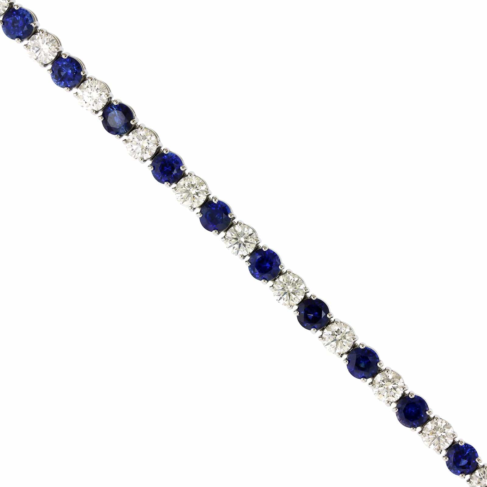 Platinum Diamond and Sapphire Tennis Bracelet - Image 2
