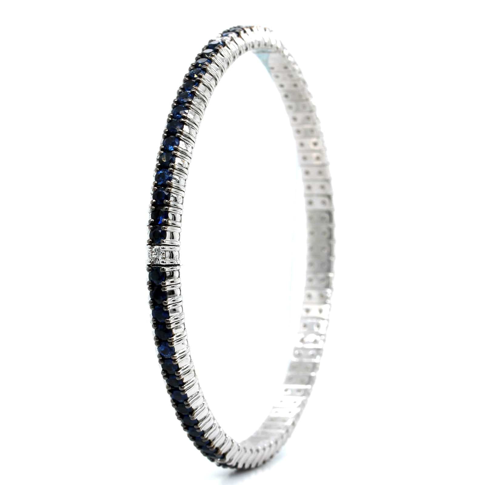 Zydo 18K White Gold Sapphire Diamond Stretch Bracelet - Image 2