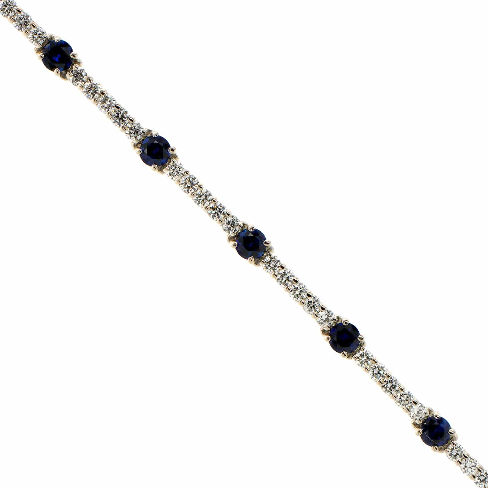 Platinum Sapphire and Diamond Line Bracelet - Image 2