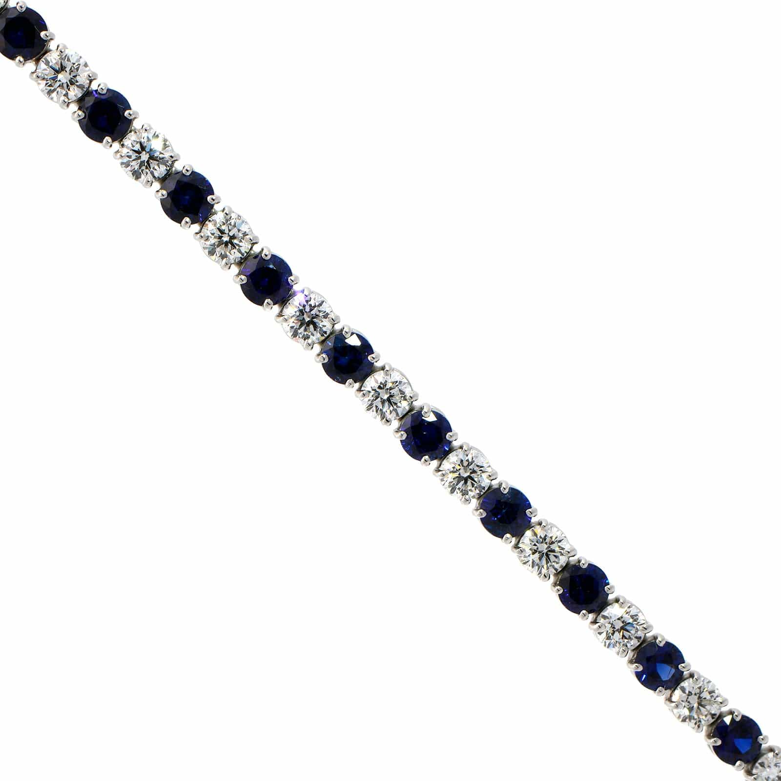 Platinum Alternating Sapphire and Diamond Tennis Bracelet - Image 2