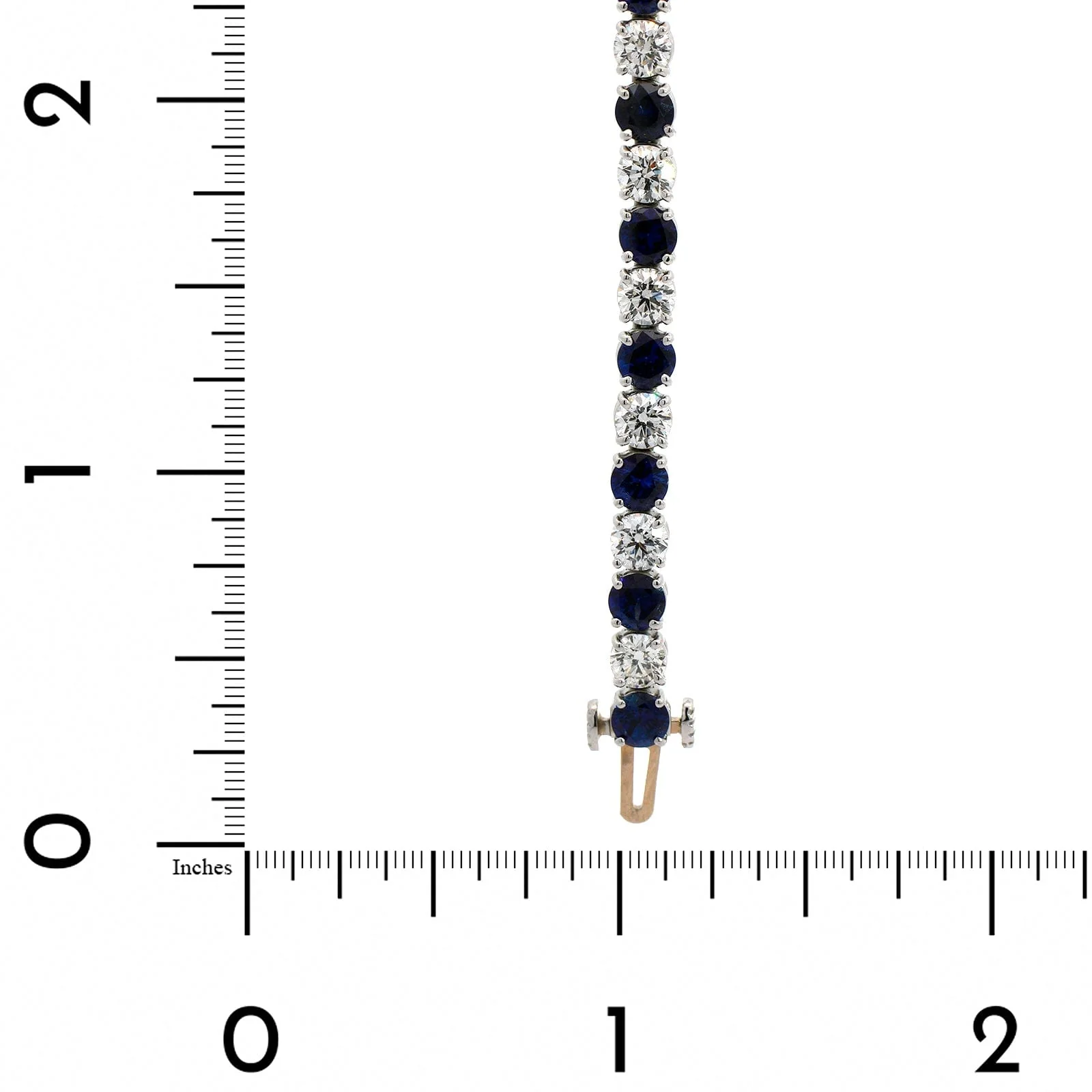 Platinum Alternating Sapphire and Diamond Tennis Bracelet - Image 3