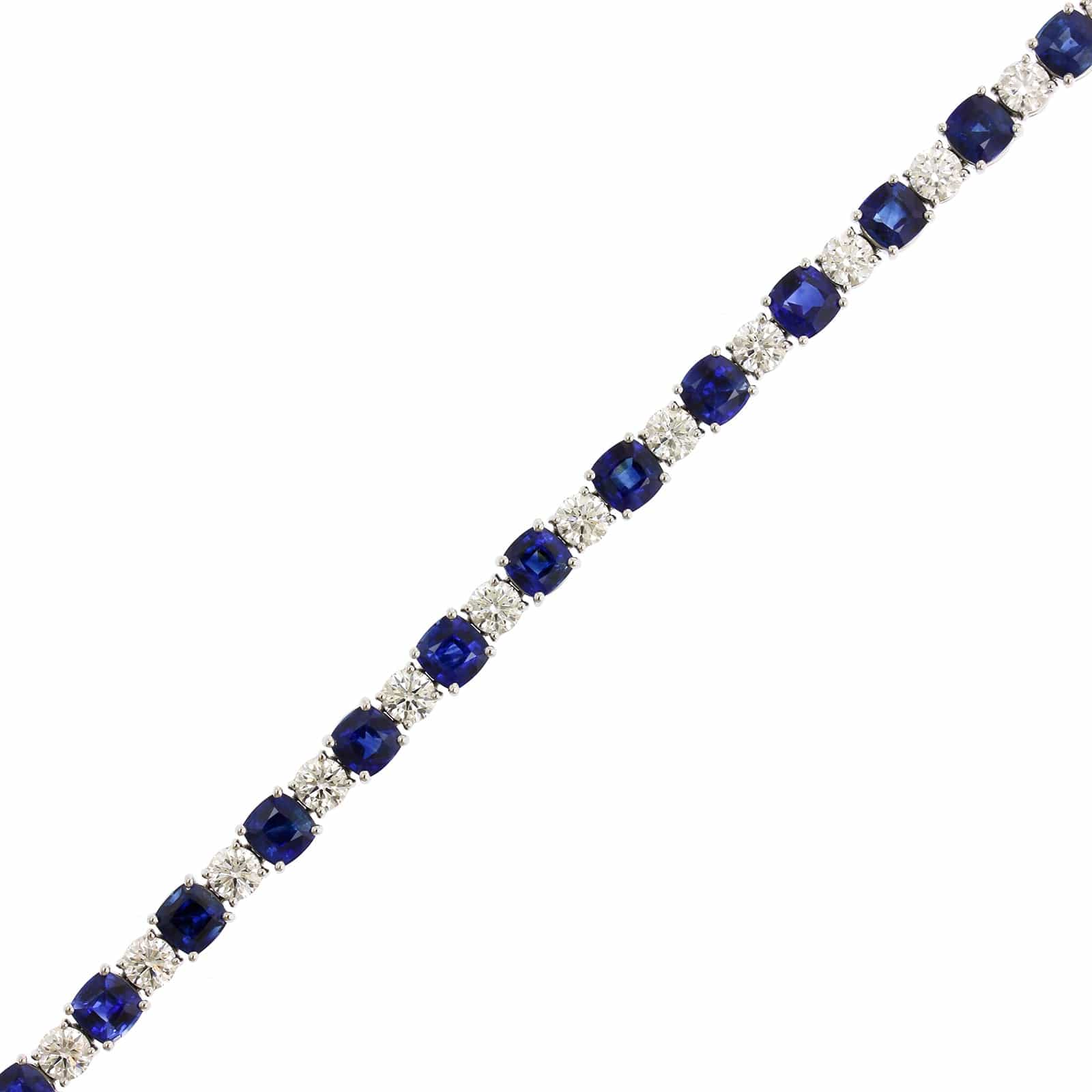 Platinum Alternating Sapphire and Diamond Tennis Bracelet - Image 3