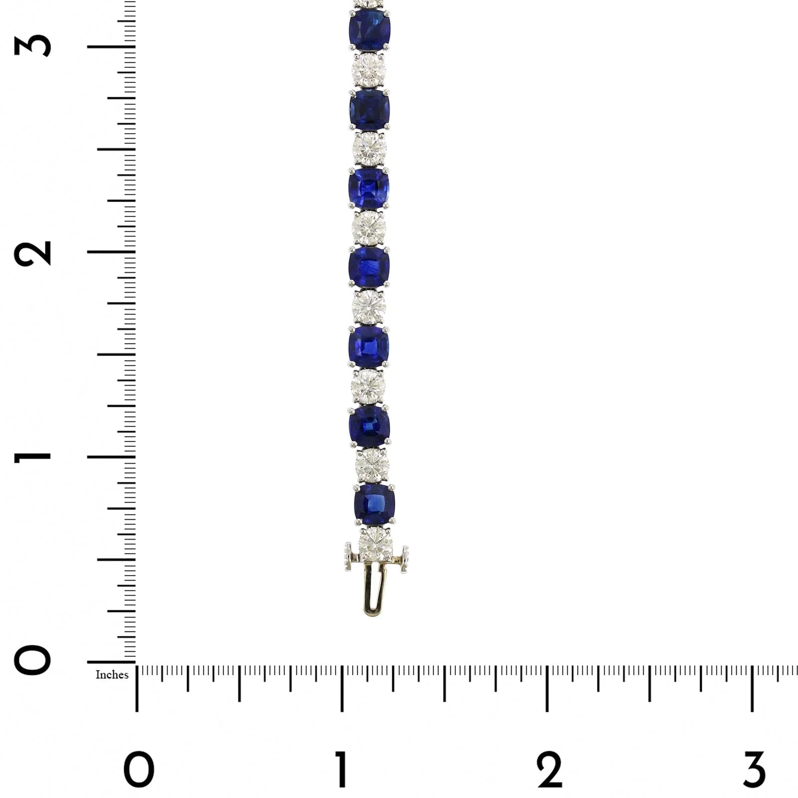 Platinum Alternating Sapphire and Diamond Tennis Bracelet - Image 4