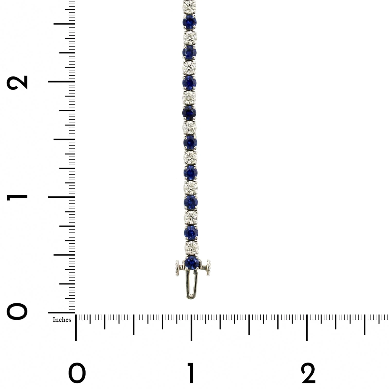 Platinum Alternating Sapphire and Diamond Tennis Bracelet - Image 4