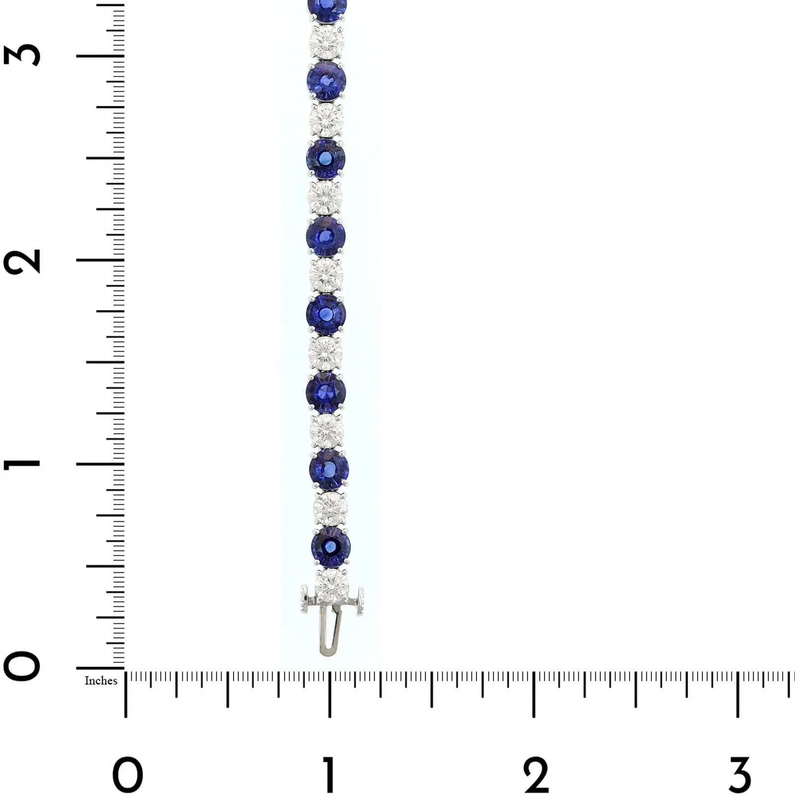 Platinum Round Sapphire and Diamond Tennis Bracelet - Image 3