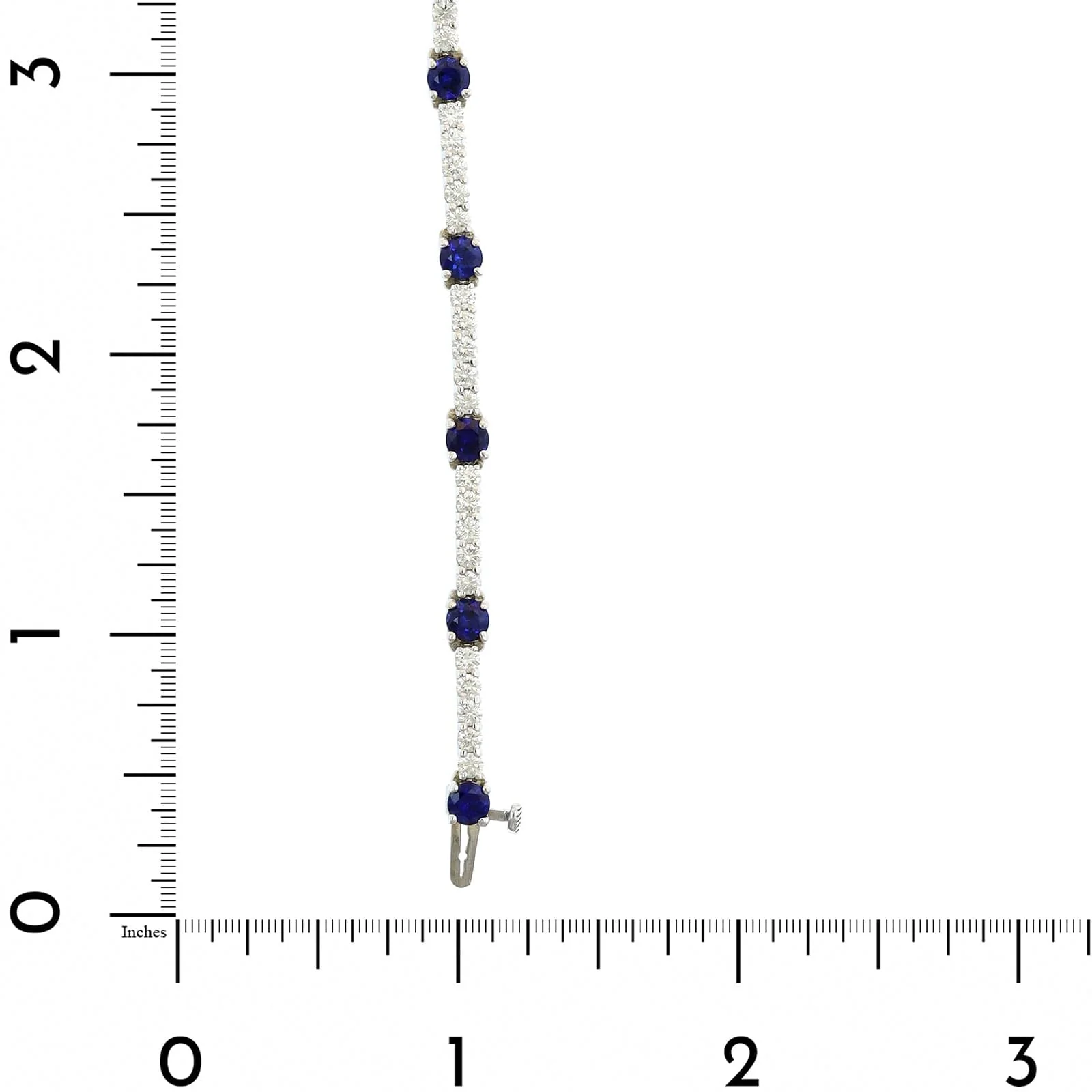 18K White Gold Alternating Blue Sapphire and Diamond Bracelet - Image 3