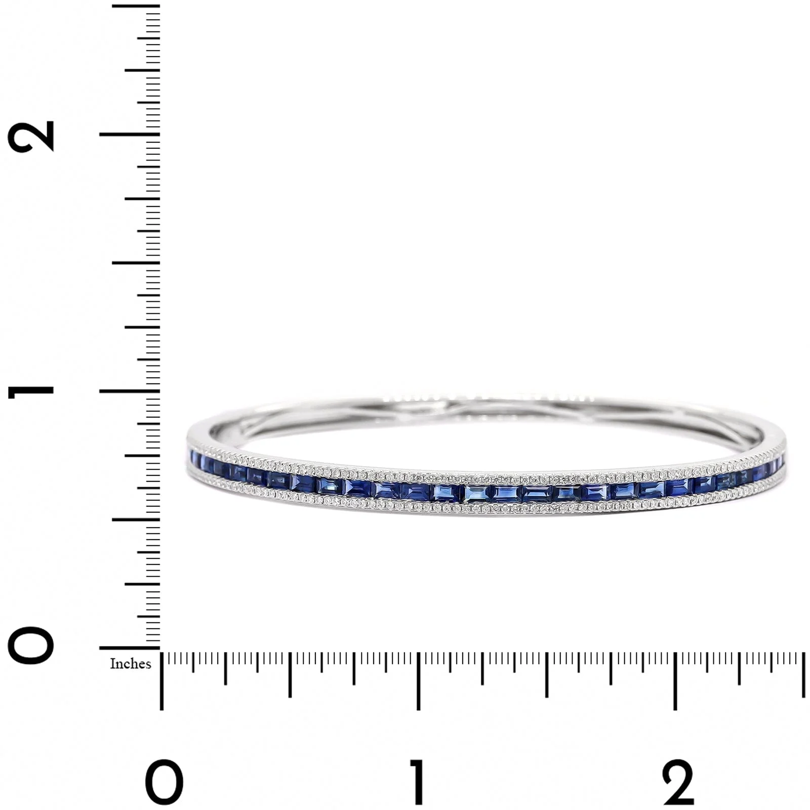18K White Gold Sapphire and Diamond Bangle Bracelet - Image 3