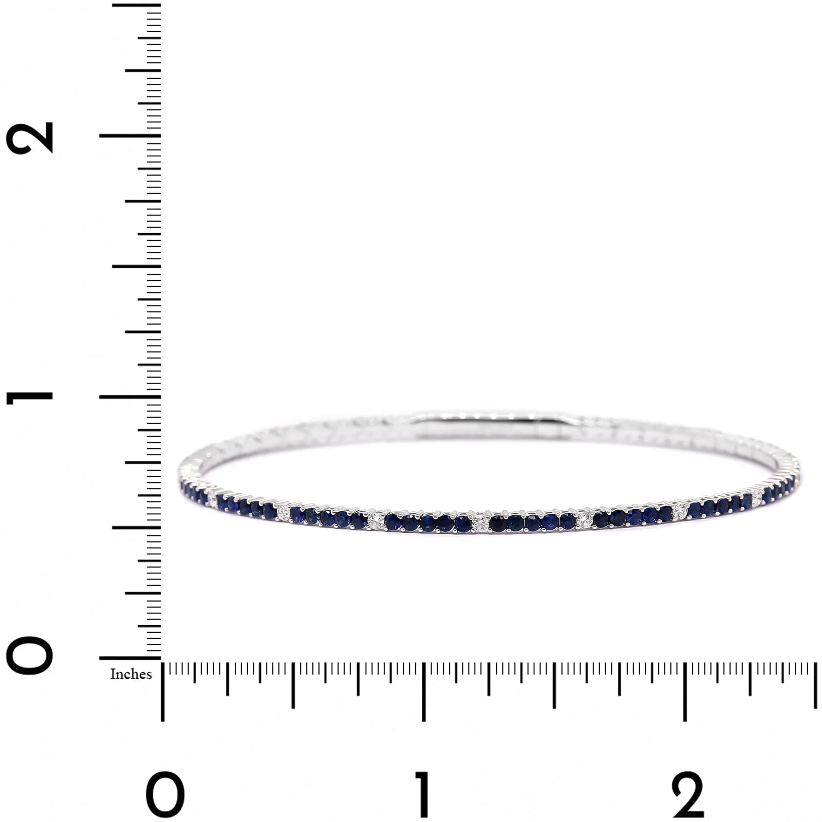 18K White Gold Sapphire and Diamond Flexible Bangle Bracelet - Image 3