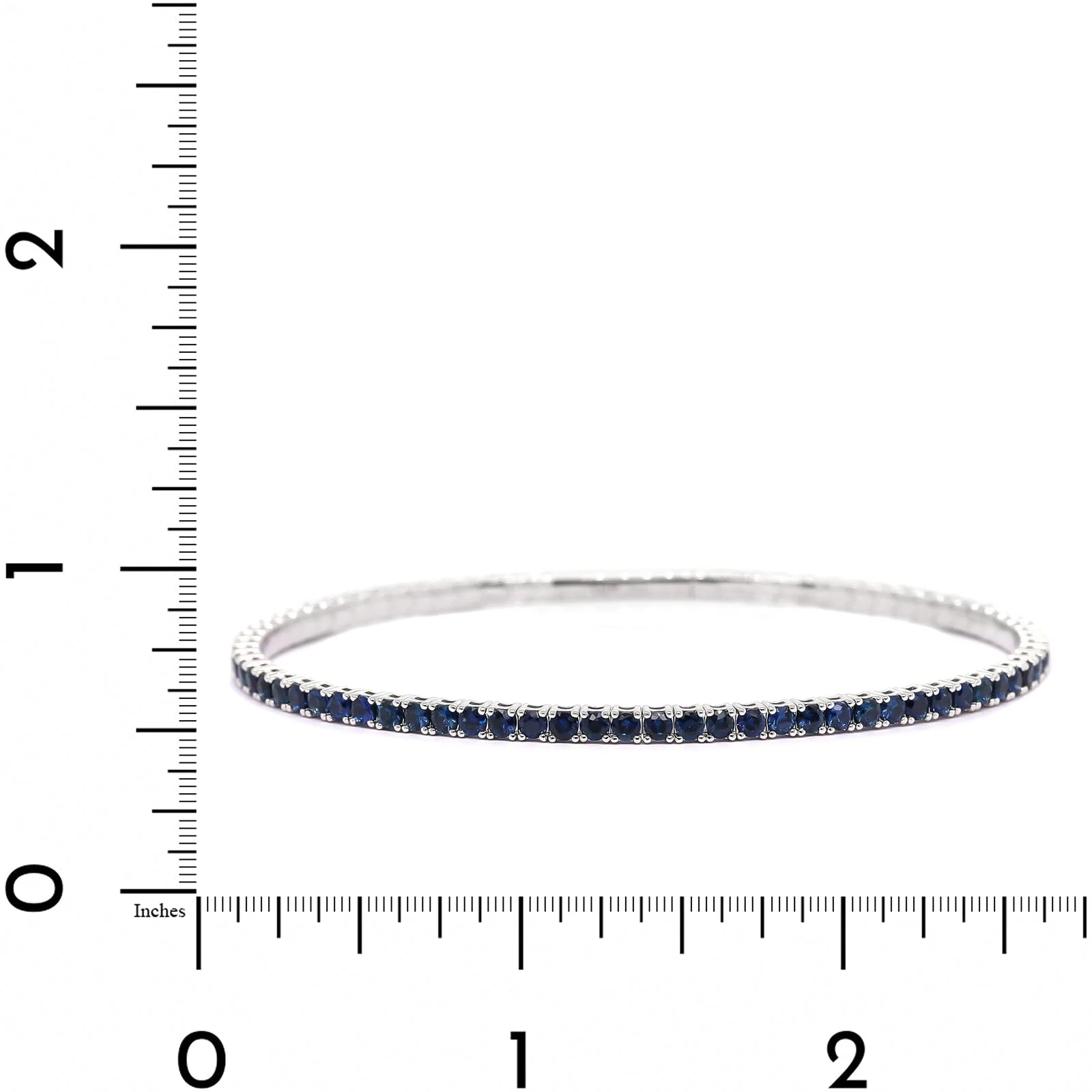 18K White Gold Blue Sapphire Flexible Bangle Bracelet - Image 3
