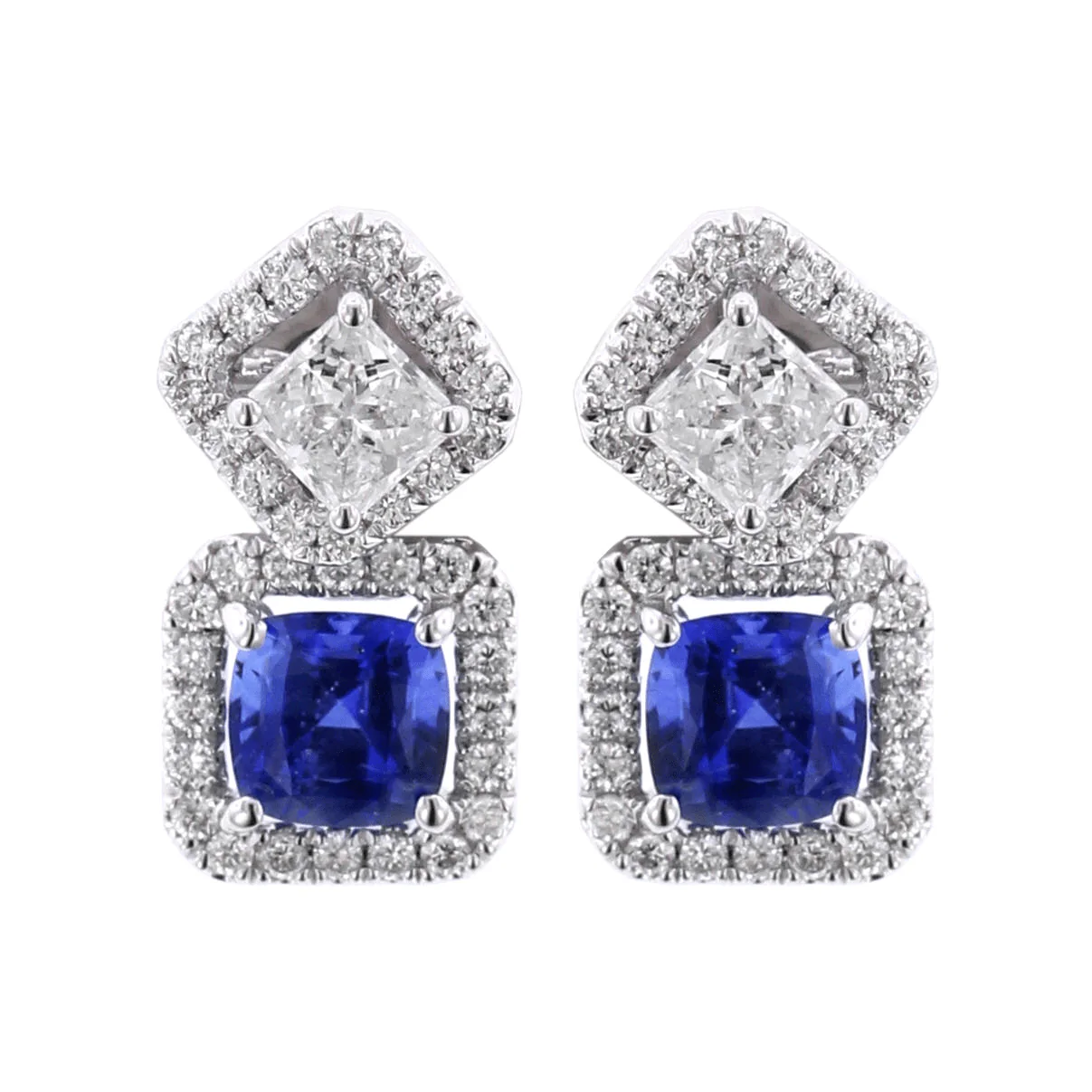 18K White Gold Convertible Sapphire Earrings