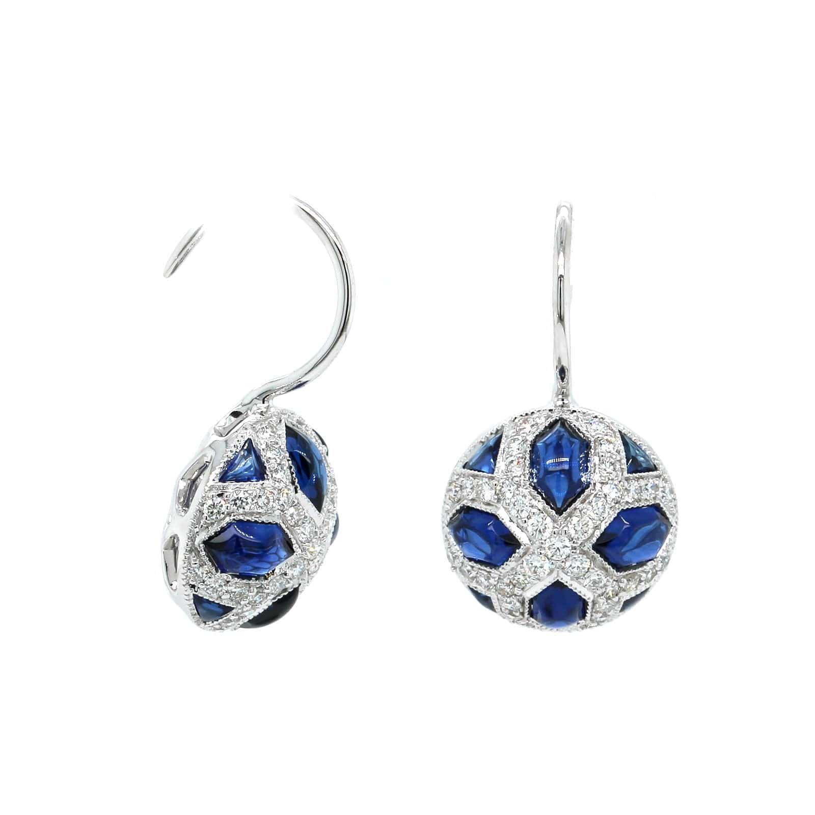 18K White Gold Sapphire and Diamond Drop Earrings