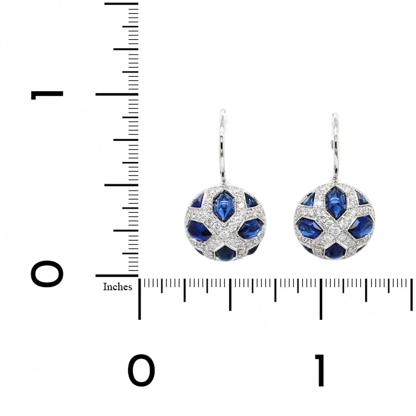 18K White Gold Sapphire and Diamond Drop Earrings - Image 2