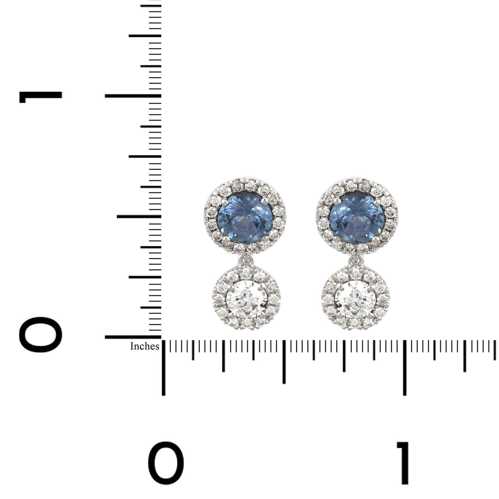18K White Gold Sapphire and Diamond Drop Earrings - Image 3