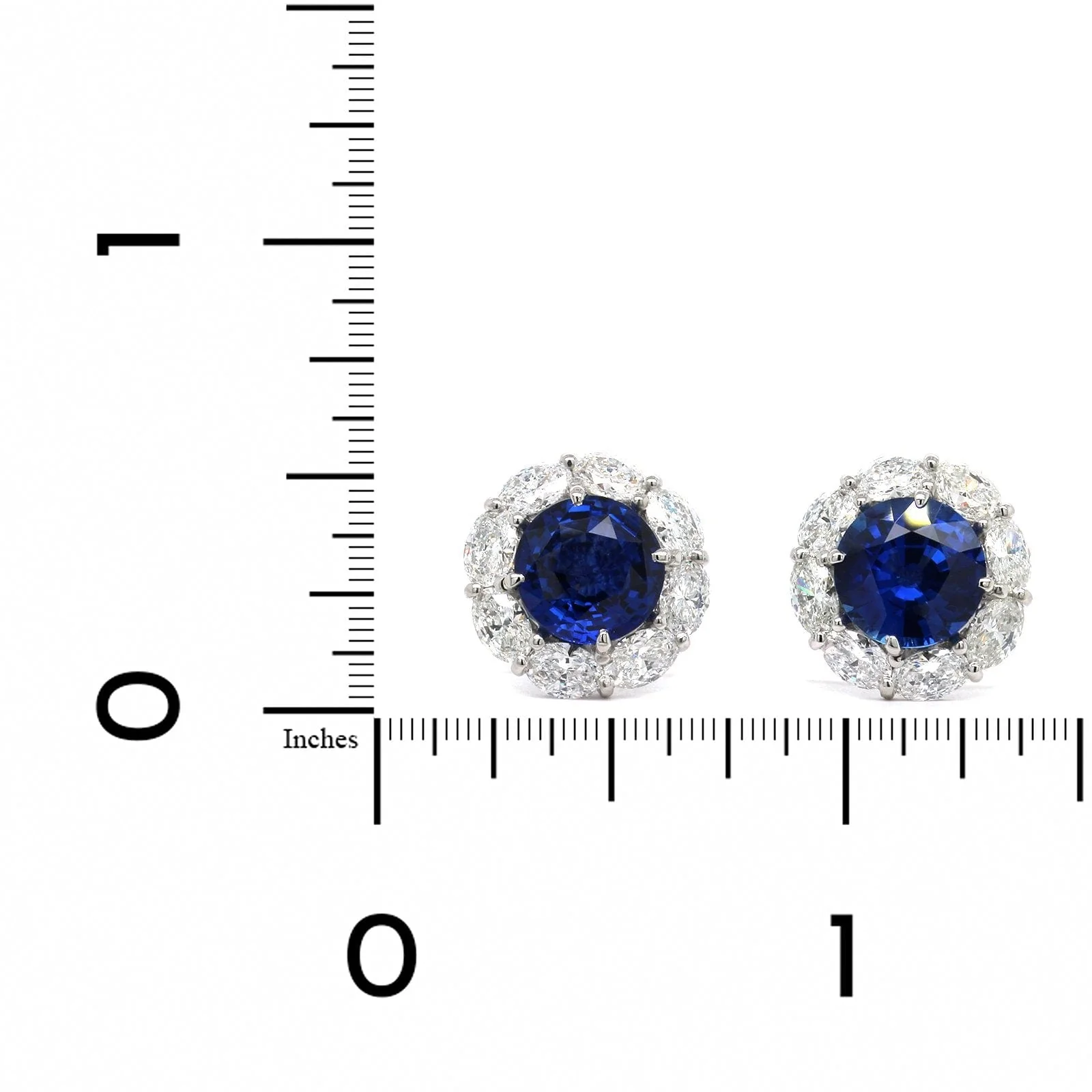 Platinum Sapphire with Diamond Halo Earrings - Image 2
