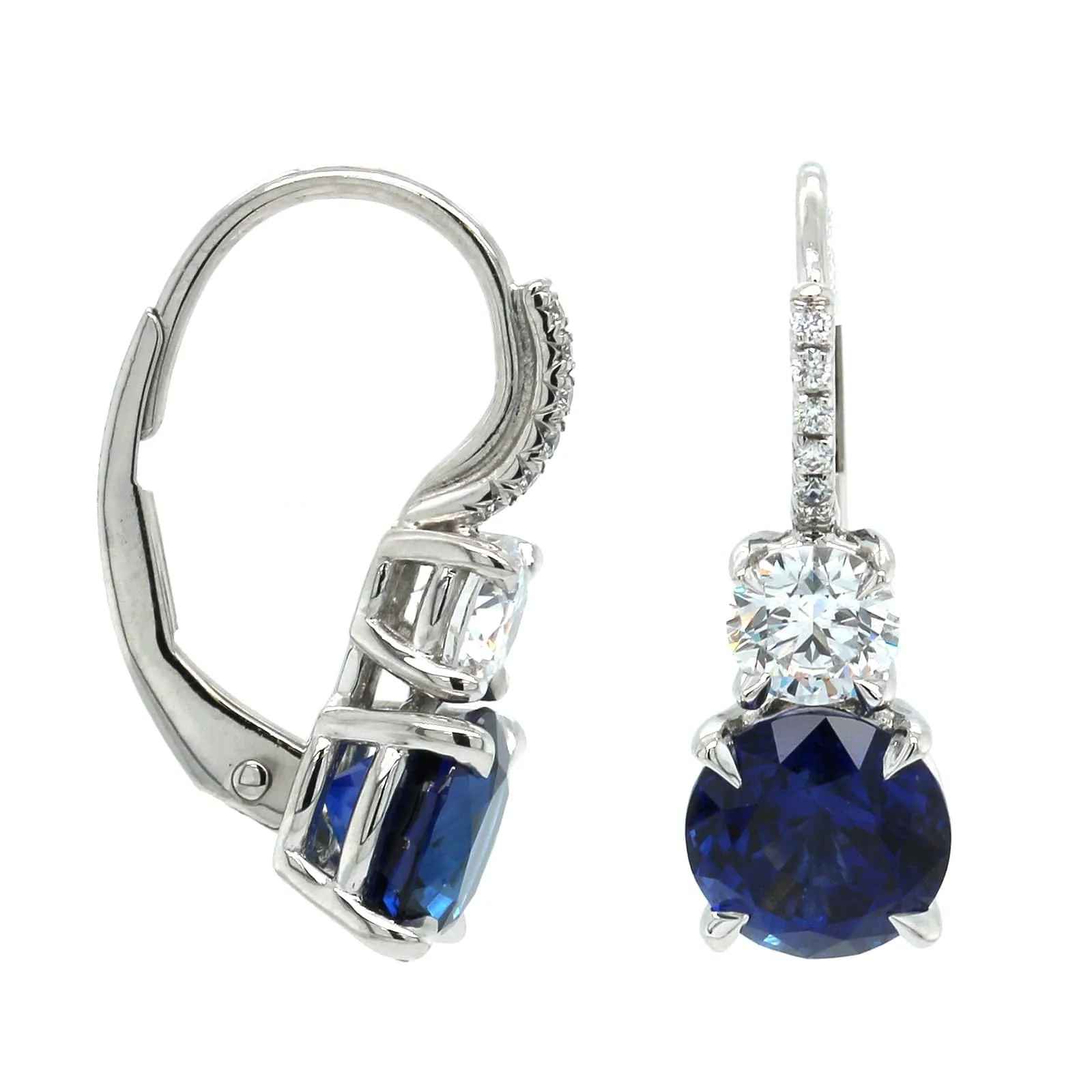 18K White Gold Sapphire and Diamond Drop Earrings