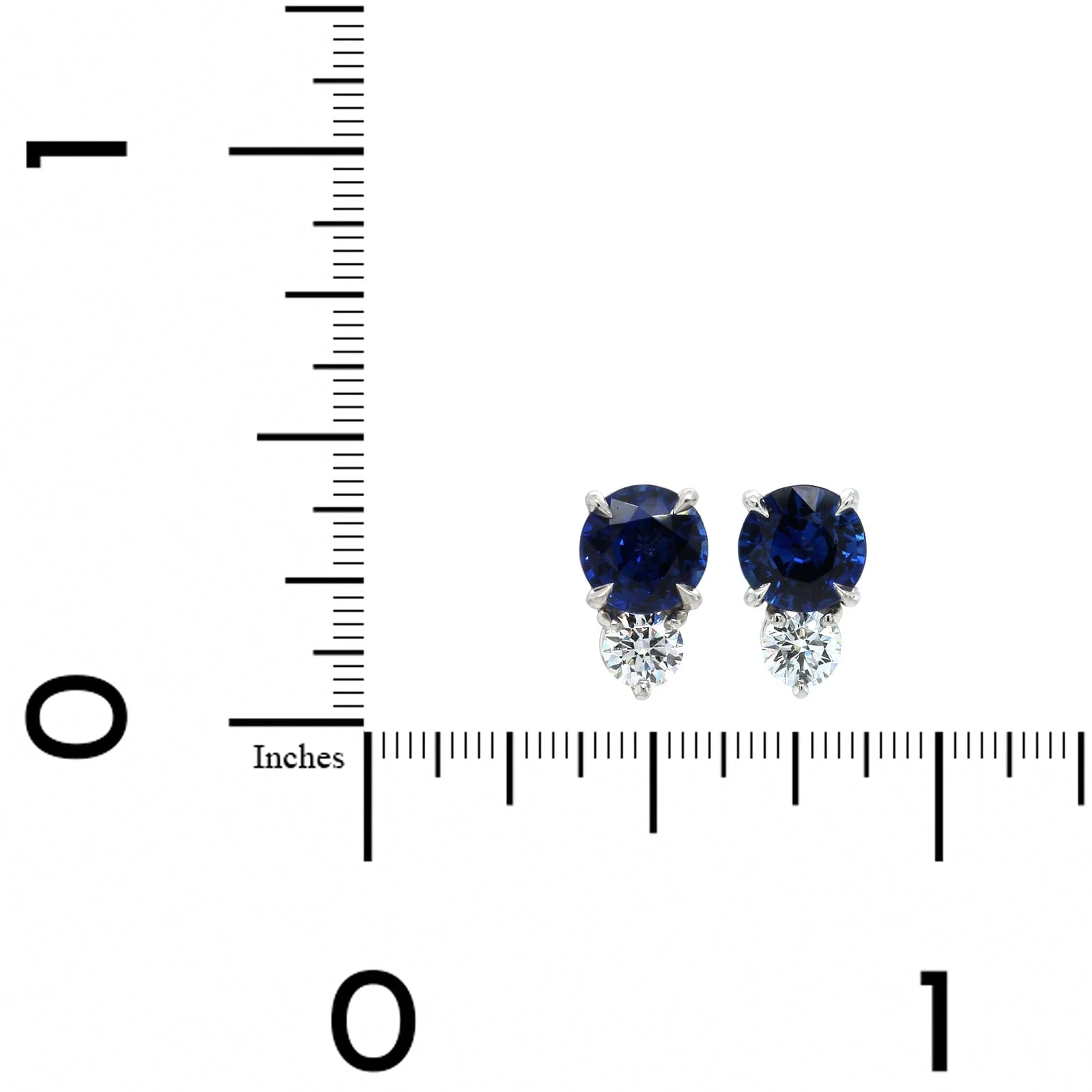 Platinum Sapphire and Diamond Stud Earrings - Image 2