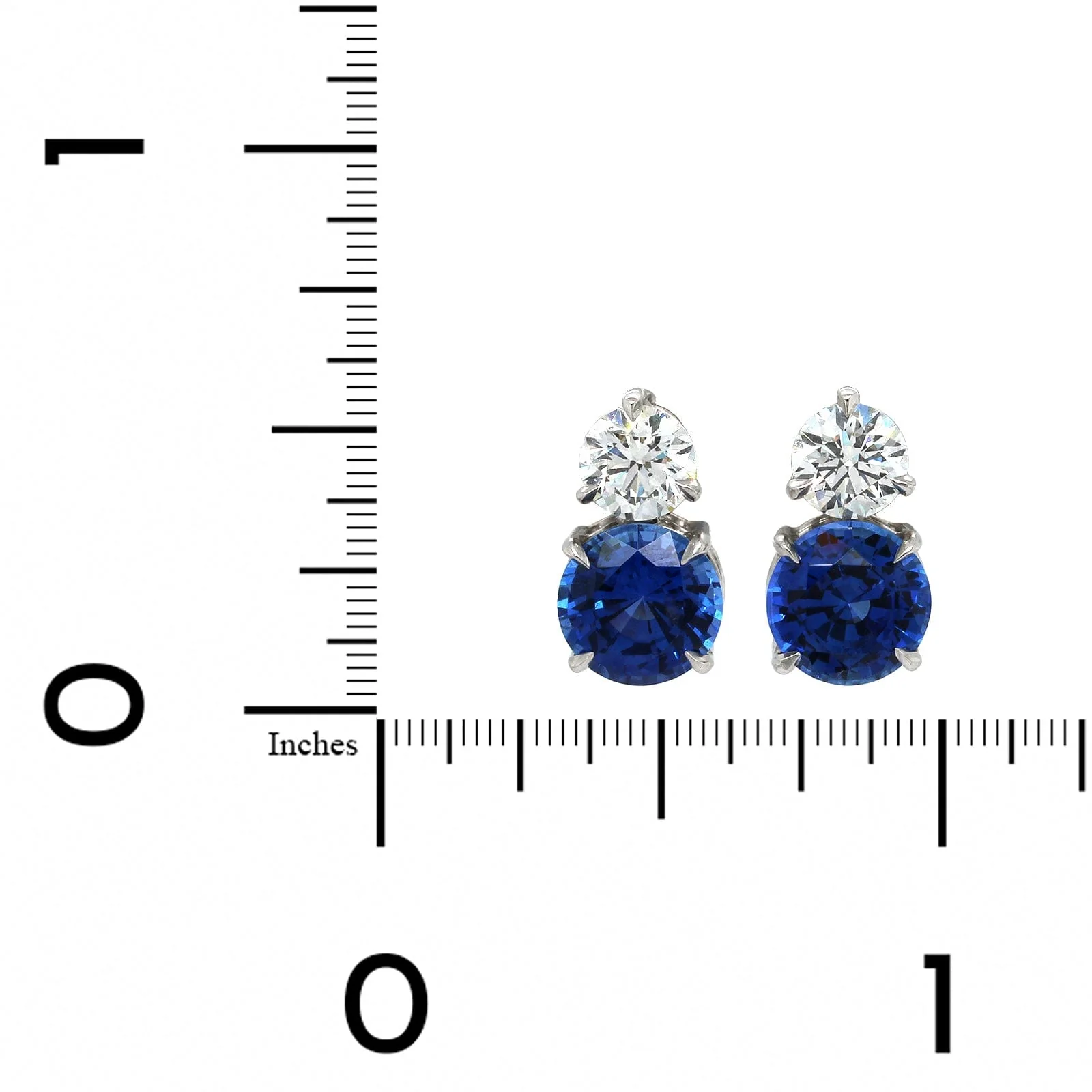 Platinum Sapphire and Diamond Stud Earrings - Image 2