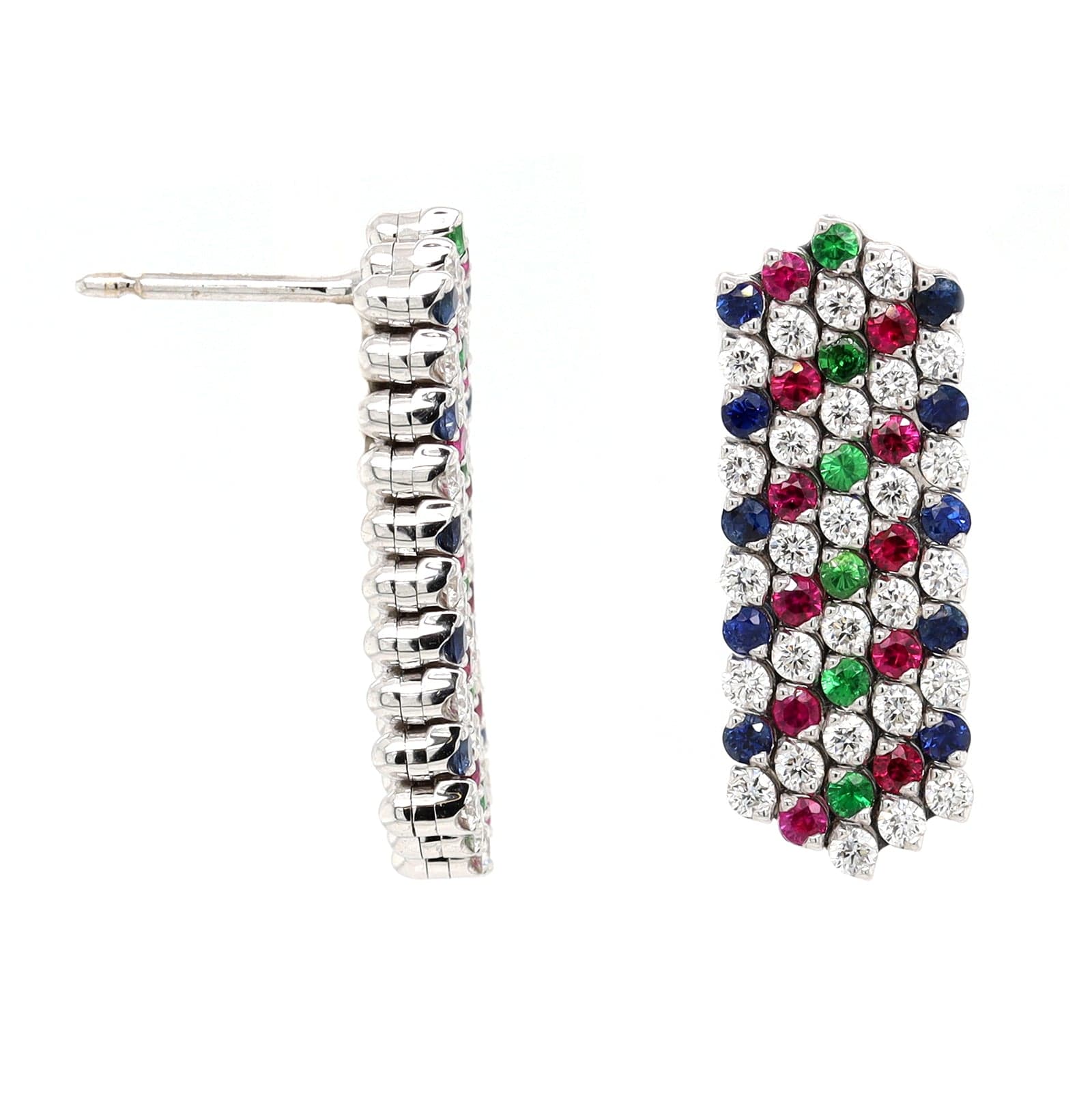 18K White Gold Diamond and Multi Gemstone Adjustable Earrings