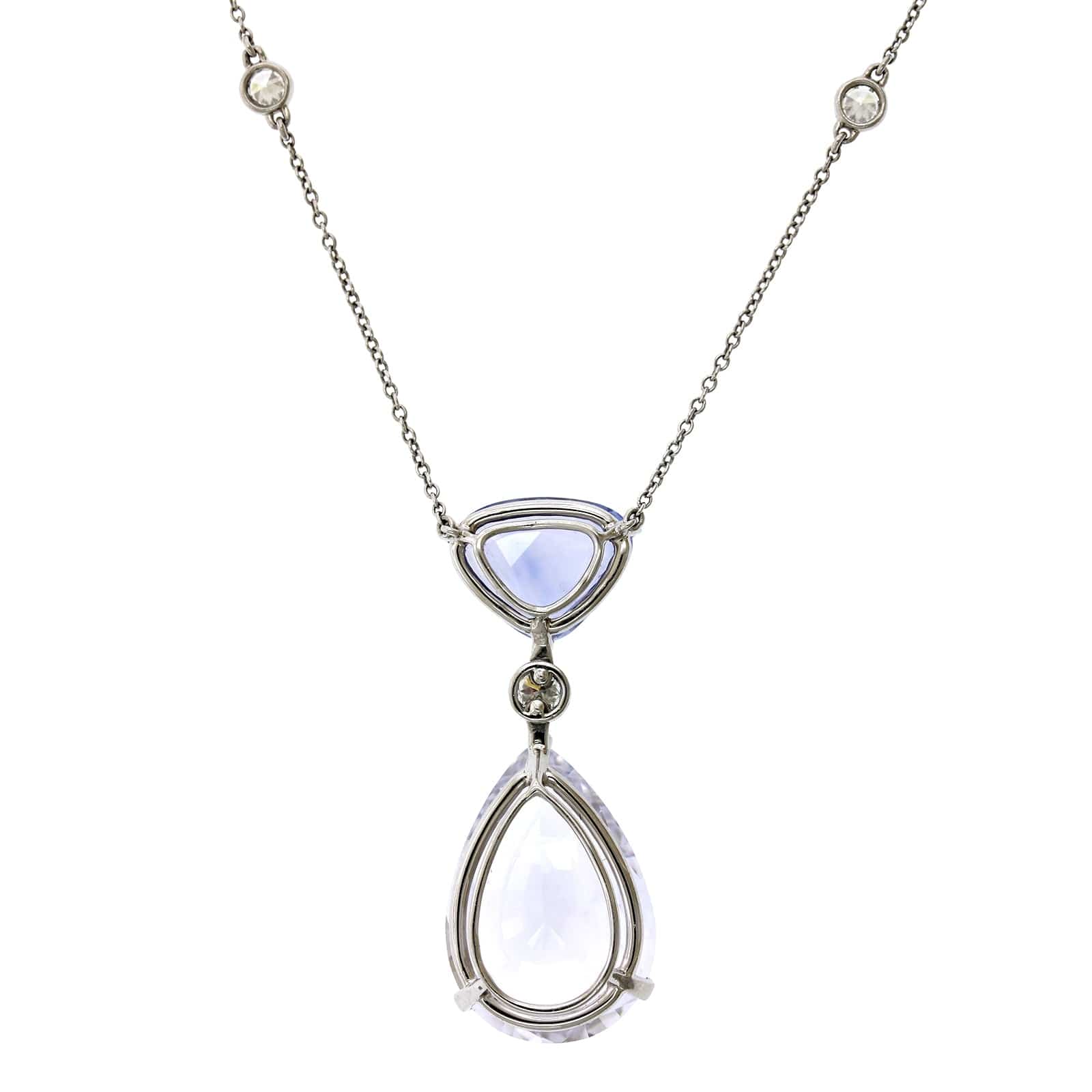 Platinum White and Purple Sapphire Diamond Pendant - Image 2