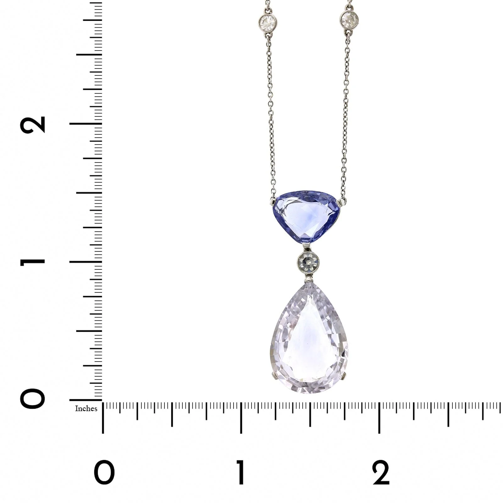 Platinum White and Purple Sapphire Diamond Pendant - Image 4