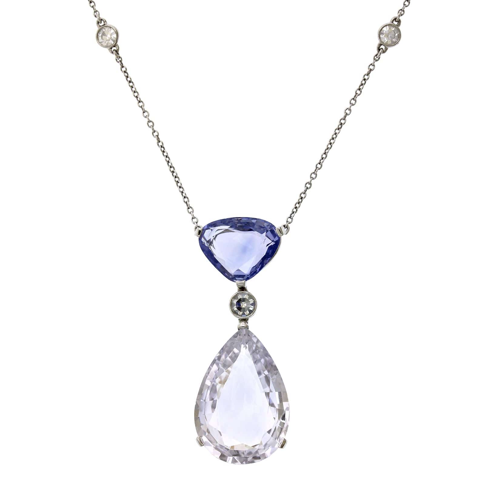 Platinum White and Purple Sapphire Diamond Pendant - Image 5