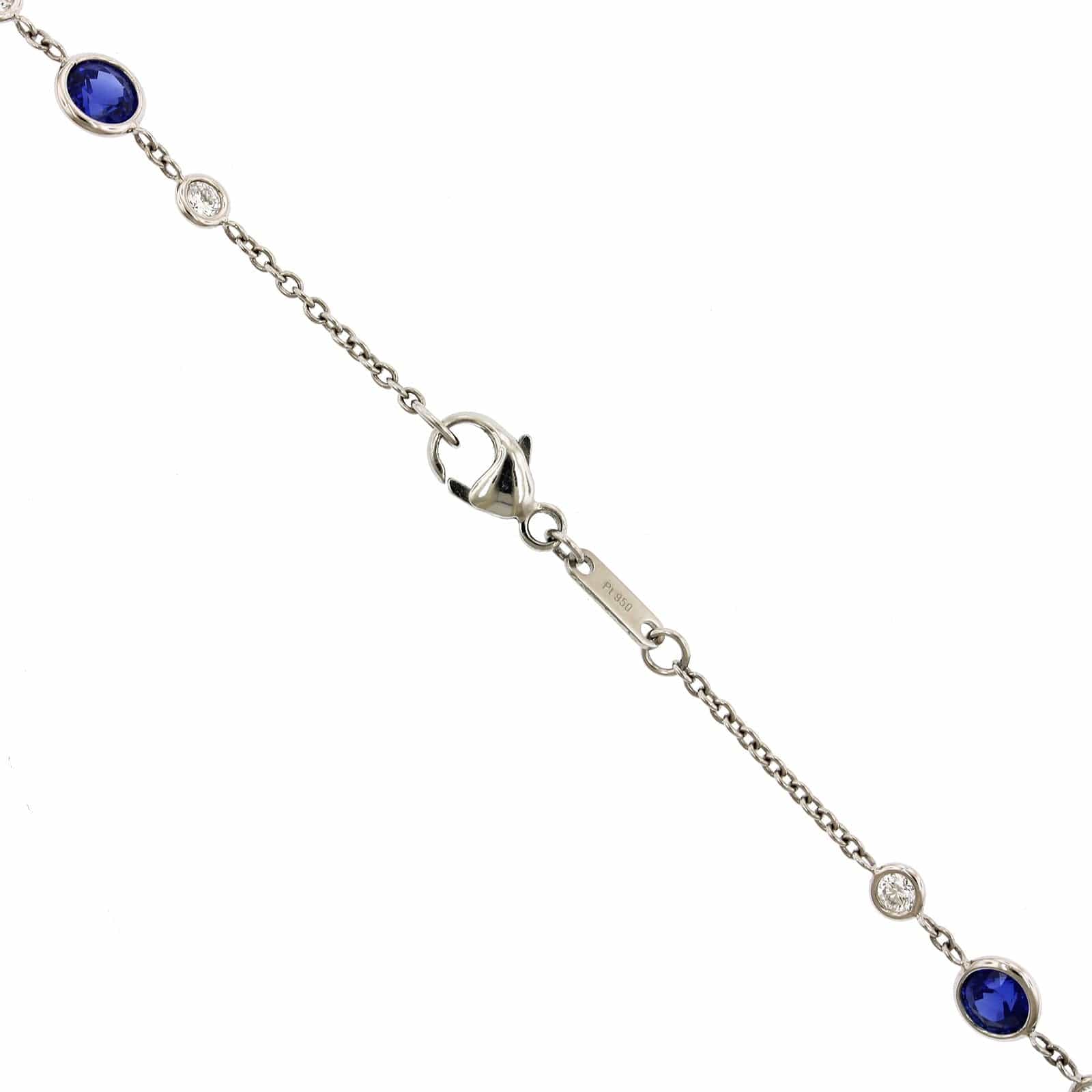 Platinum Sapphire and Diamond Diamond by the Yard Necklace - Image 2
