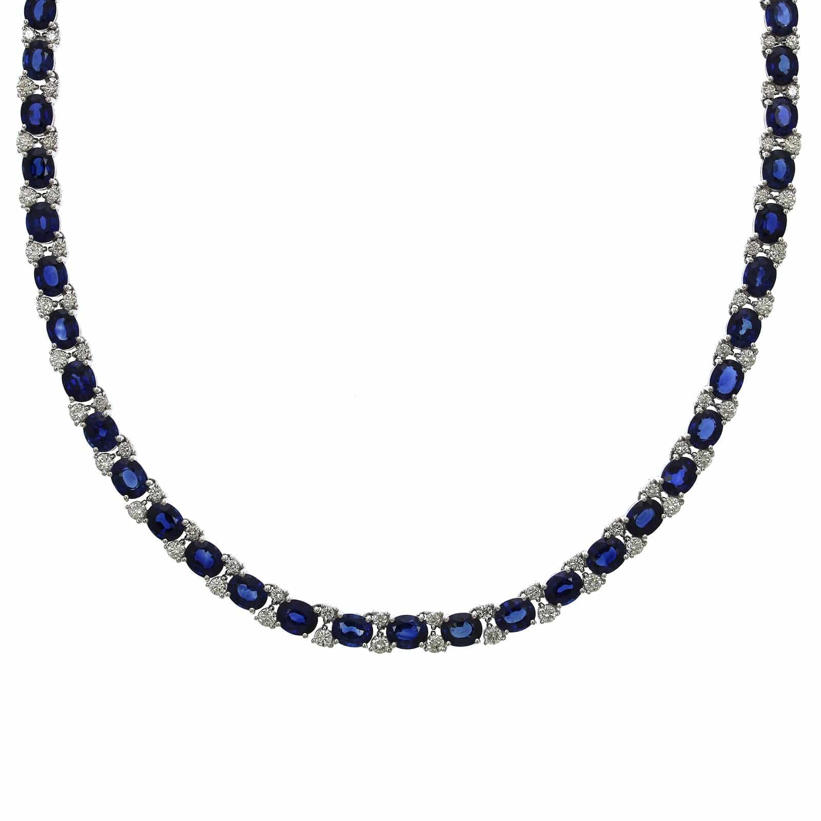 18K white Gold Sapphire Diamond Necklace