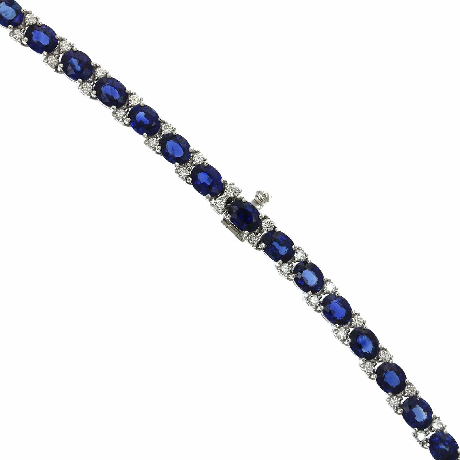 18K white Gold Sapphire Diamond Necklace - Image 2
