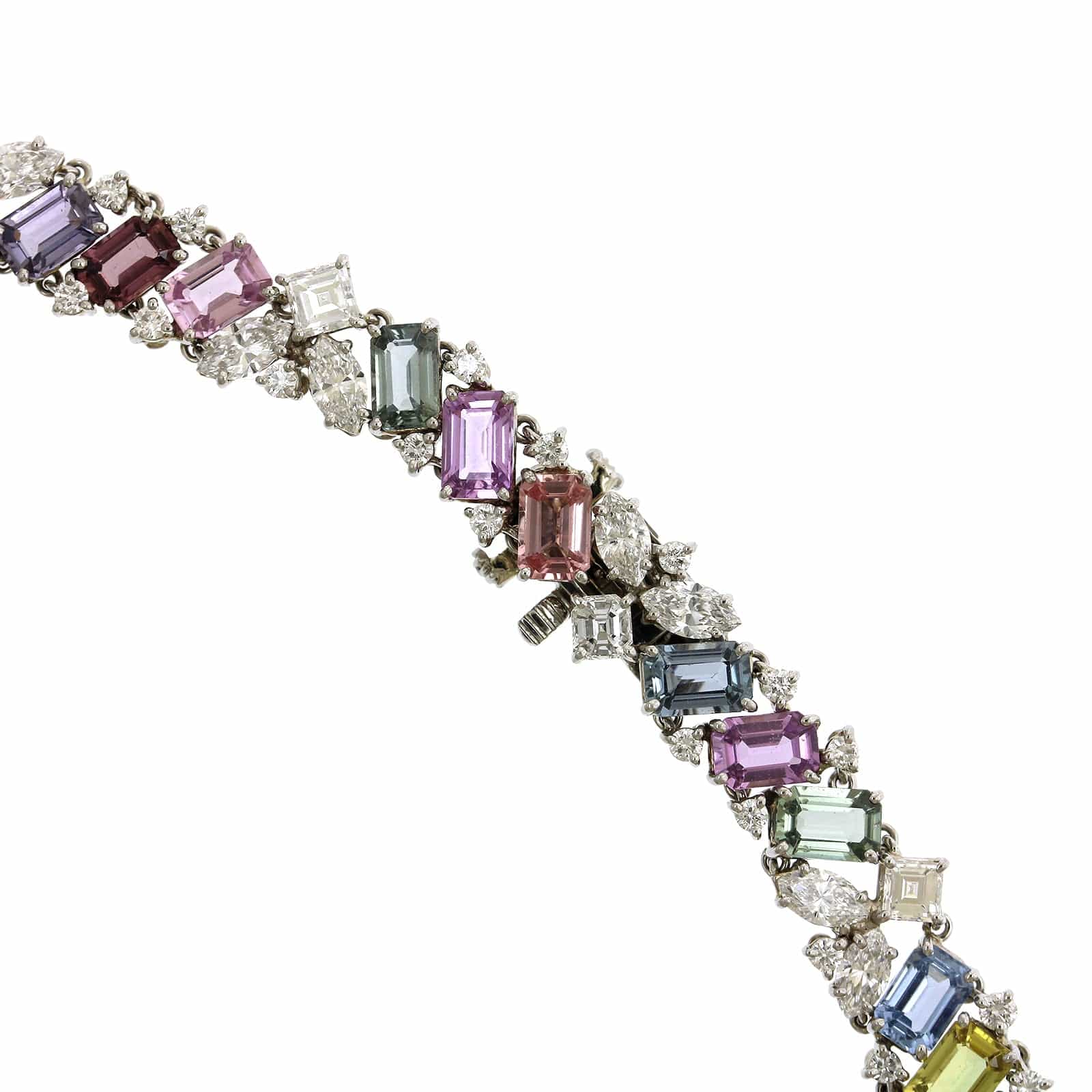 Oscar Heyman Platinum Multi Sapphire Diamond Necklace - Image 2
